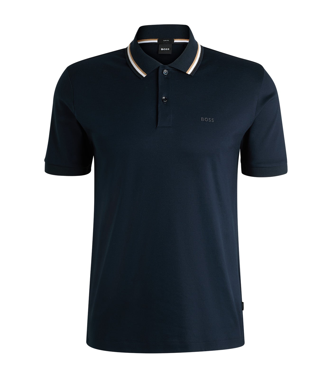 Slim-Fit Polo Shirt in Cotton with Striped Collar