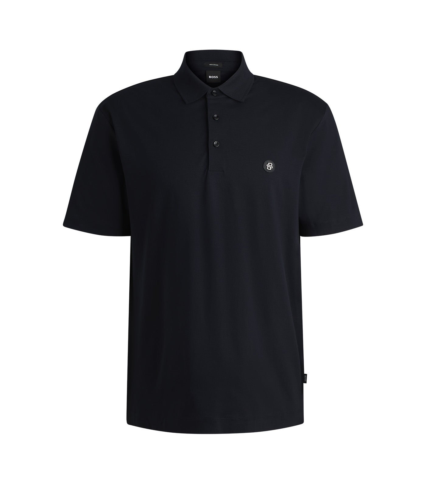 BOSS Mercerised-Cotton Polo Shirt with Double Monogram Dark Blue