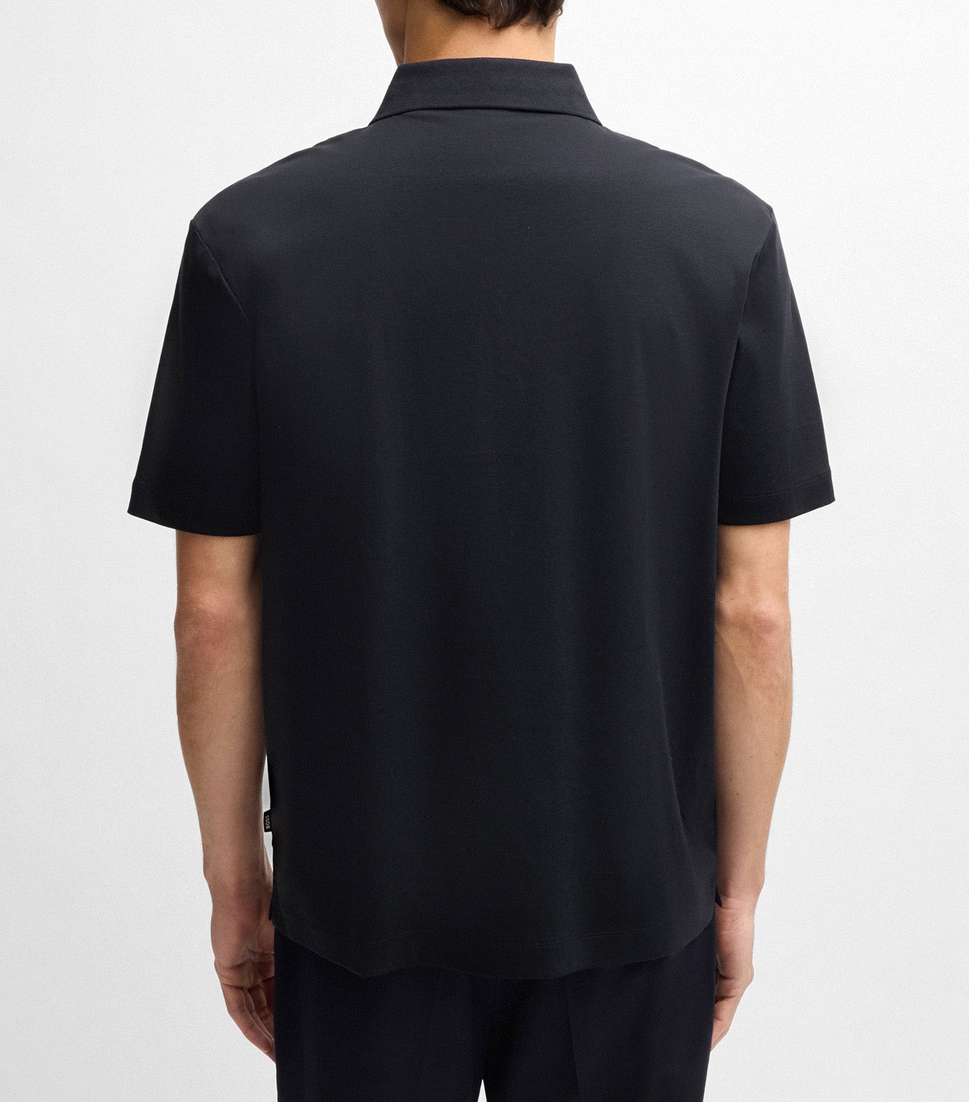 BOSS Mercerised-Cotton Polo Shirt with Double Monogram Dark Blue