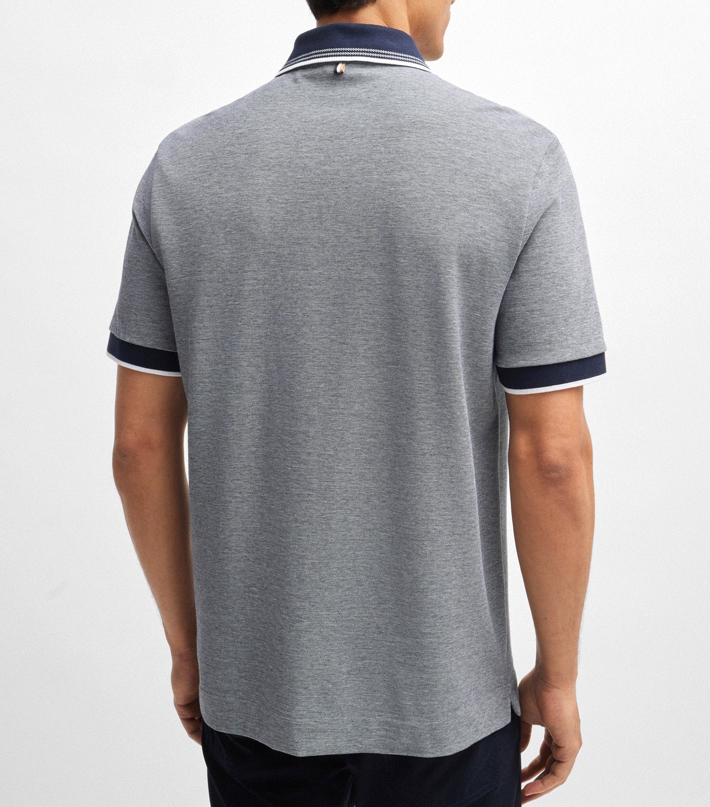 BOSS Oxford-Cotton-Piqué Polo Shirt with Logo Detail Dark Blue