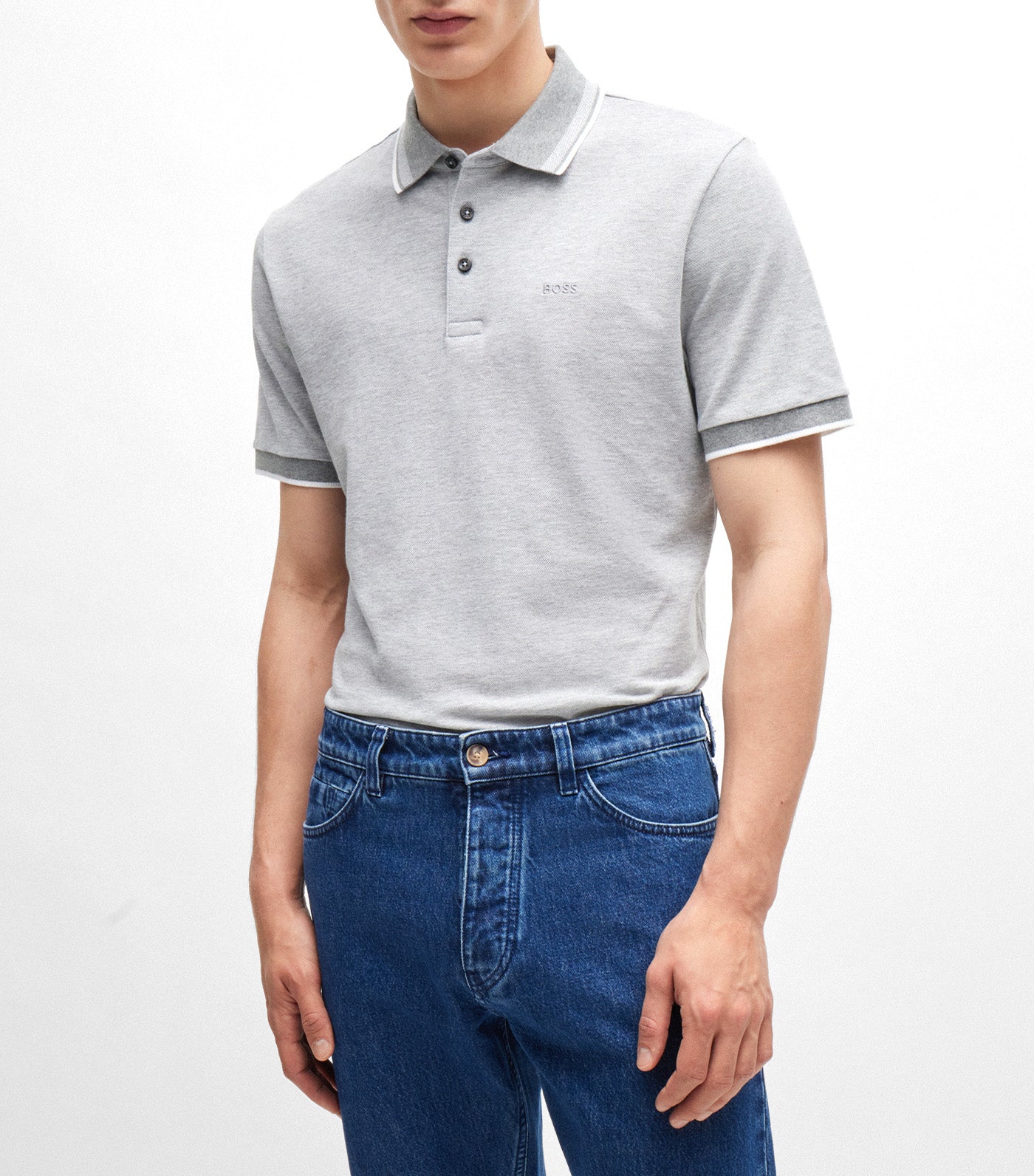 Oxford Cotton Piqué Polo Shirt with Logo Detail