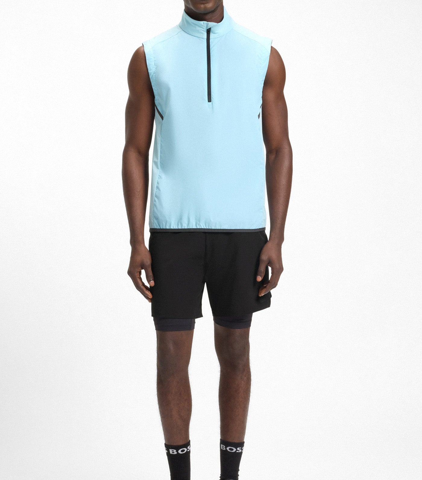 BOSS Active Double-Layer Shorts in Quick-Dry Fabric Black