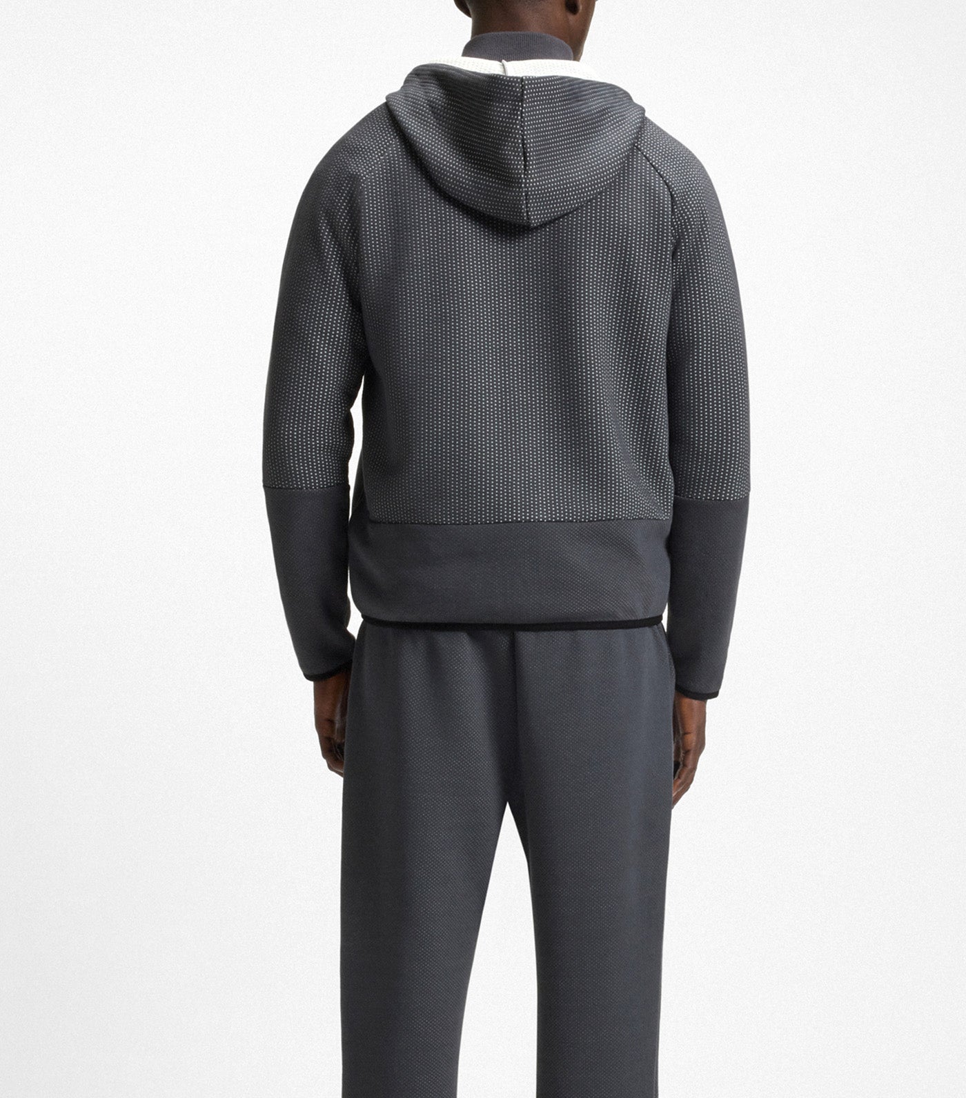 BOSS Regular-Fit Zip-Up Hoodie in Quilted Jacquard Dark Gray