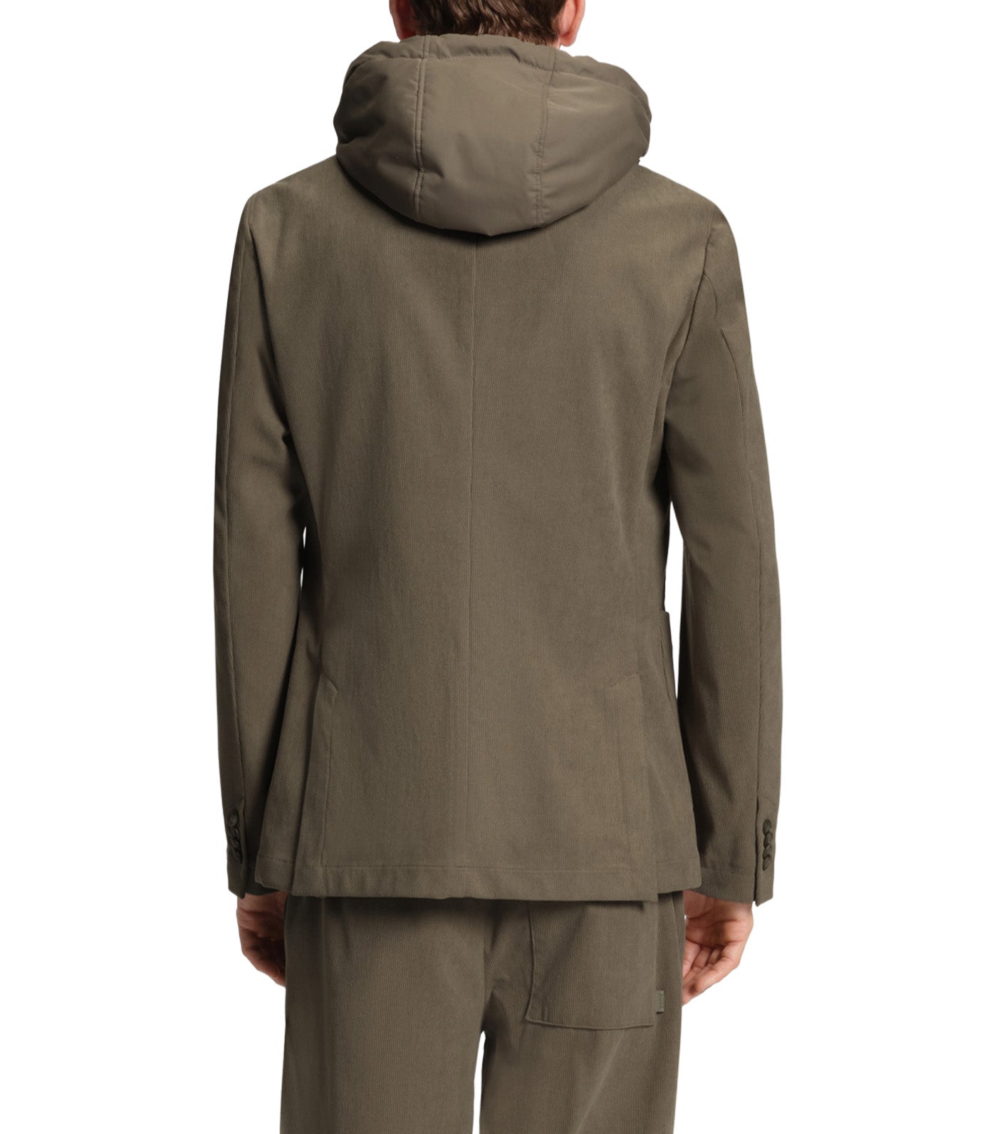 Slim-Fit Jacket with Integrated Hoodie Brown