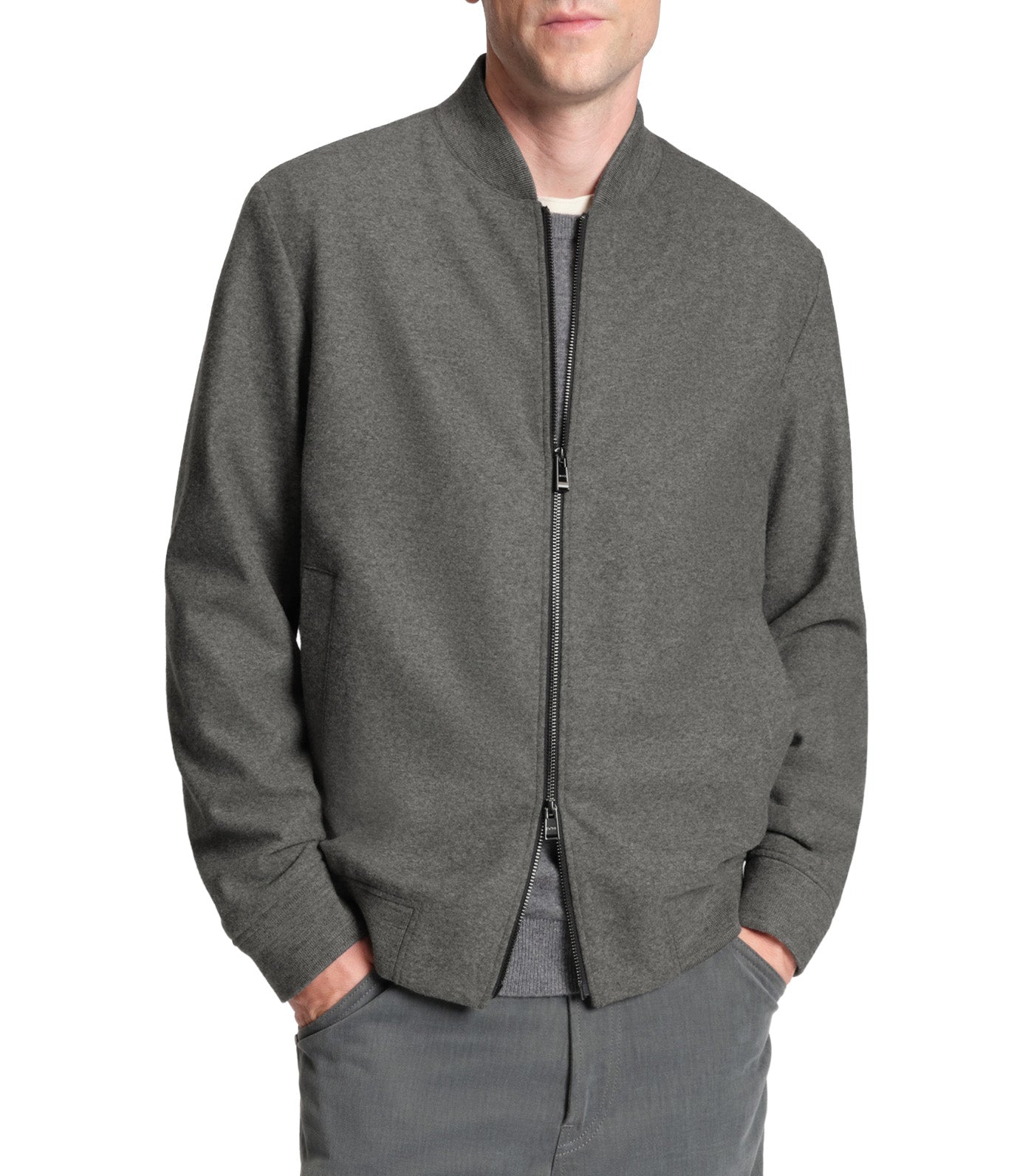 Slim-Fit Jacket in Brushed Stretch Flannel Gray