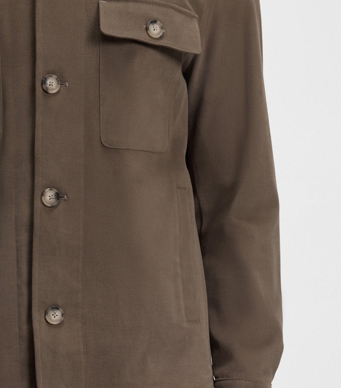 Relaxed-Fit Overshirt in Mercerised Stretch Cotton Brown