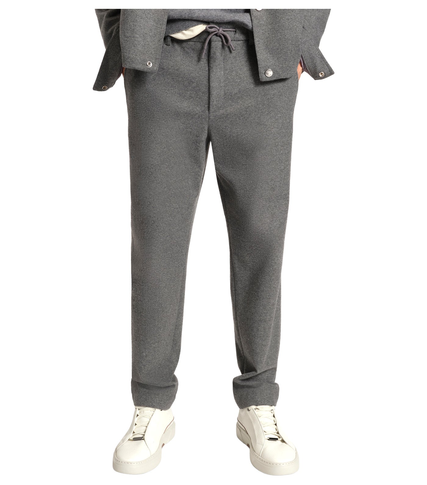 Tapered-Fit Trousers in Brushed Stretch Flannel Gray