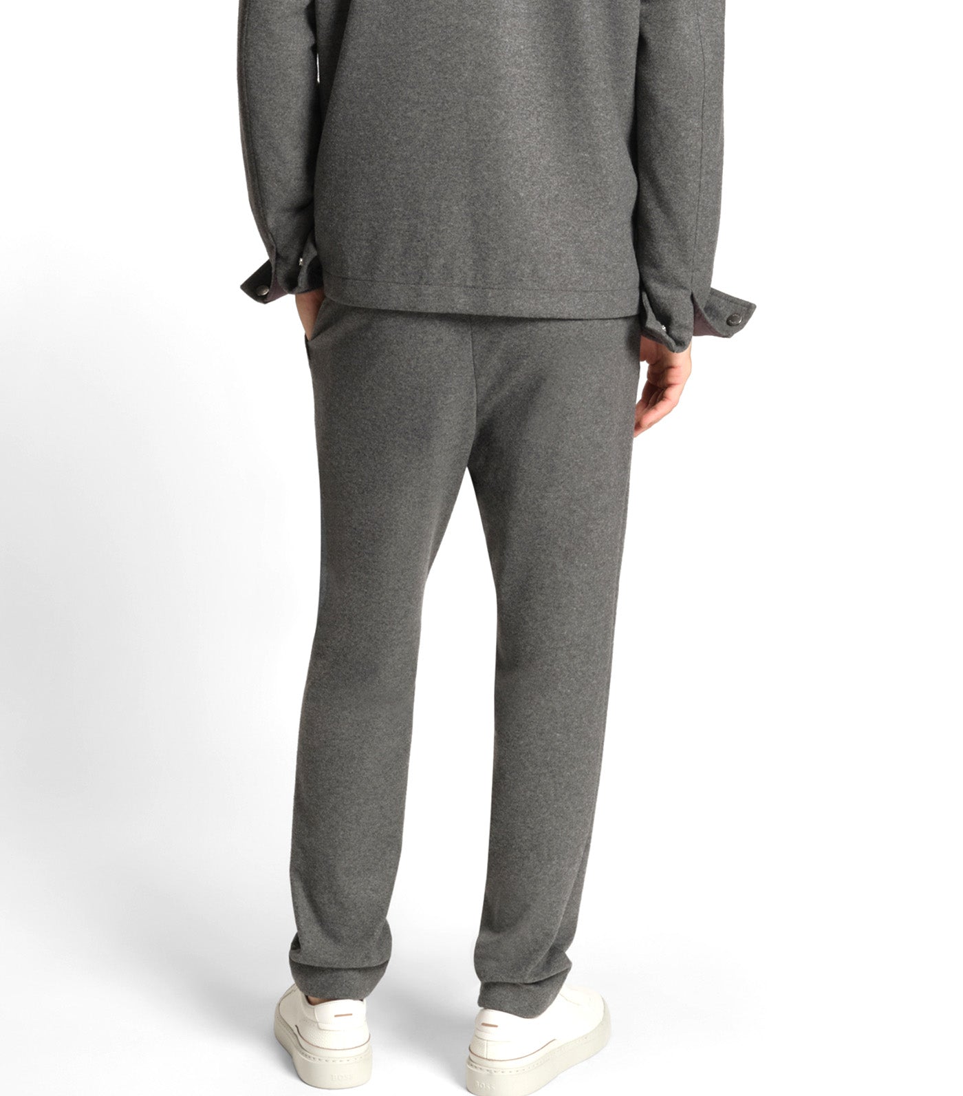 Tapered-Fit Trousers in Brushed Stretch Flannel Gray