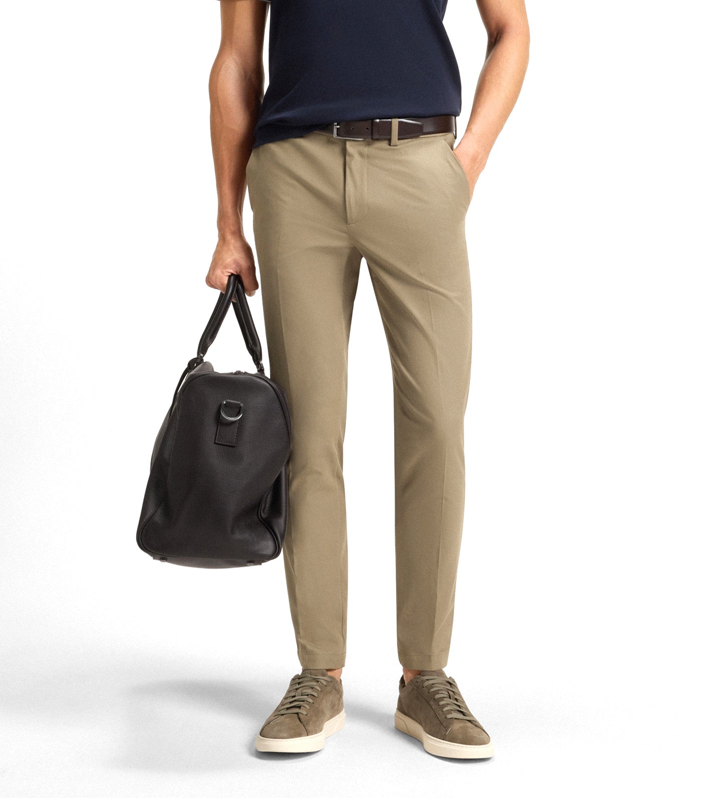 Slim-Fit Trousers in a Stretch-Cotton Blend Brown