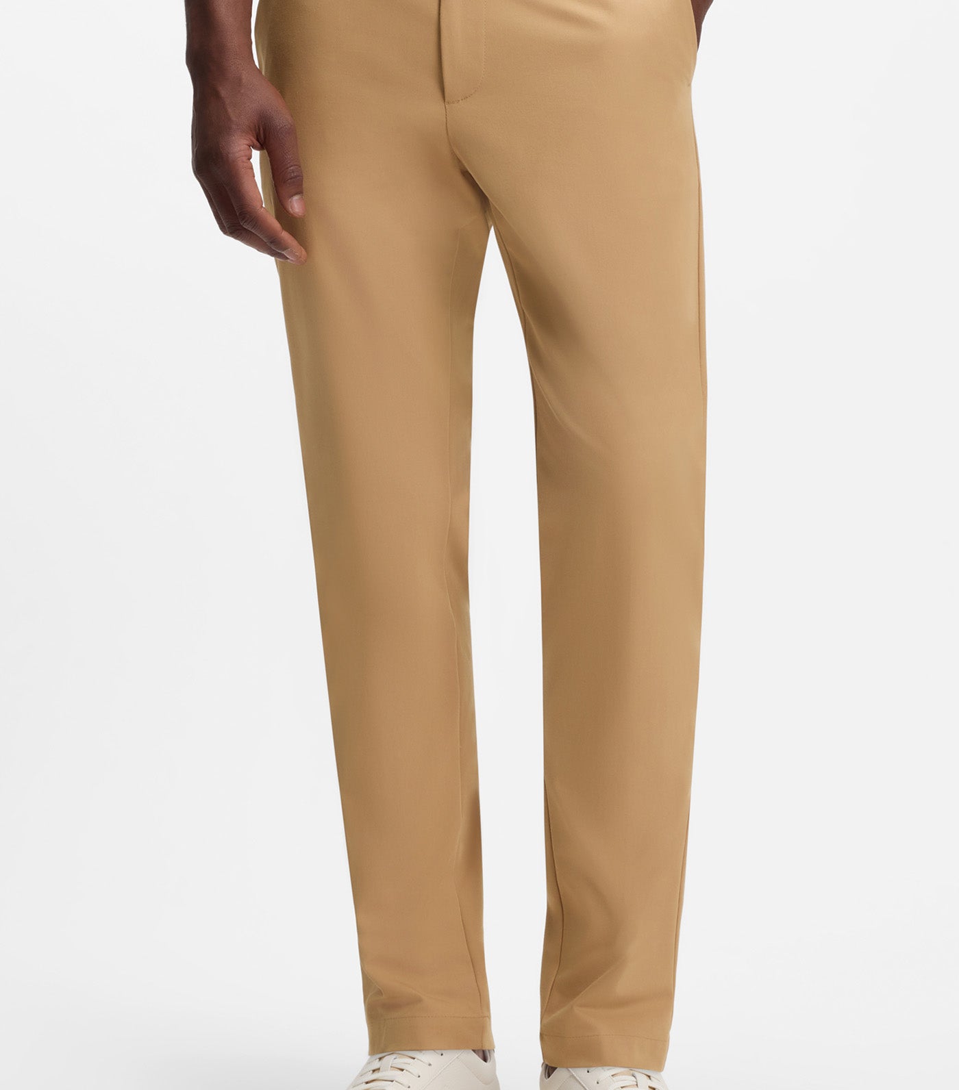 Slim-Fit Trousers in a Stretch-Cotton Blend Beige
