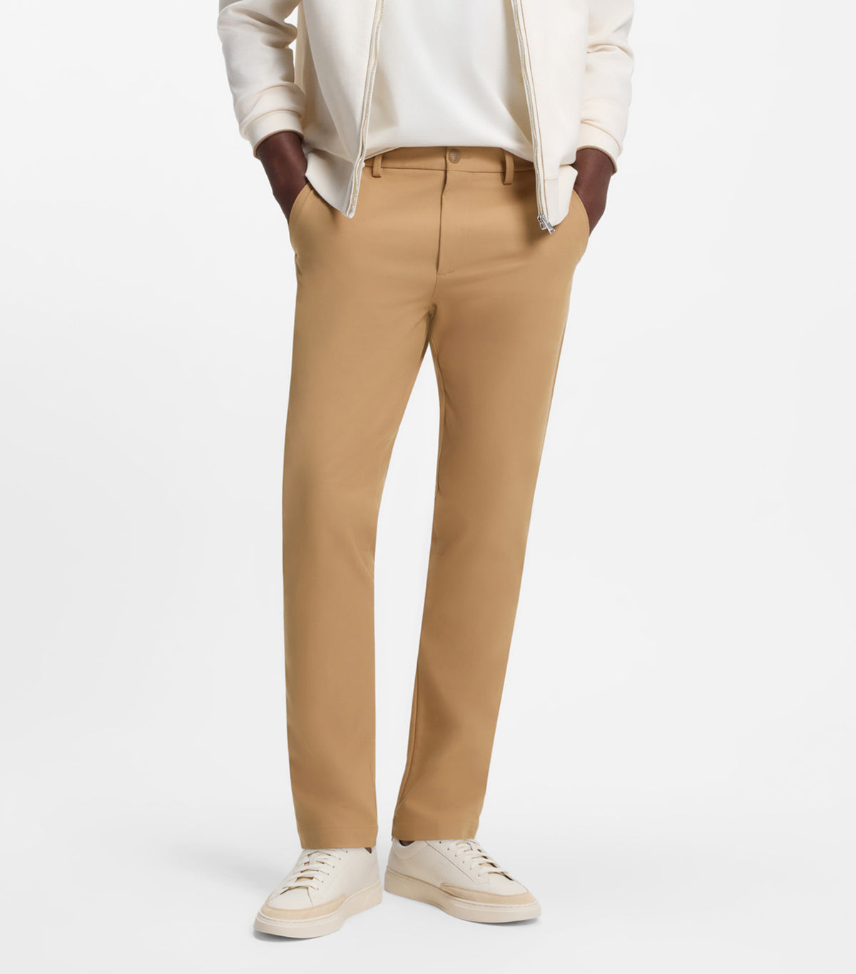 Slim-Fit Trousers in a Stretch-Cotton Blend Beige
