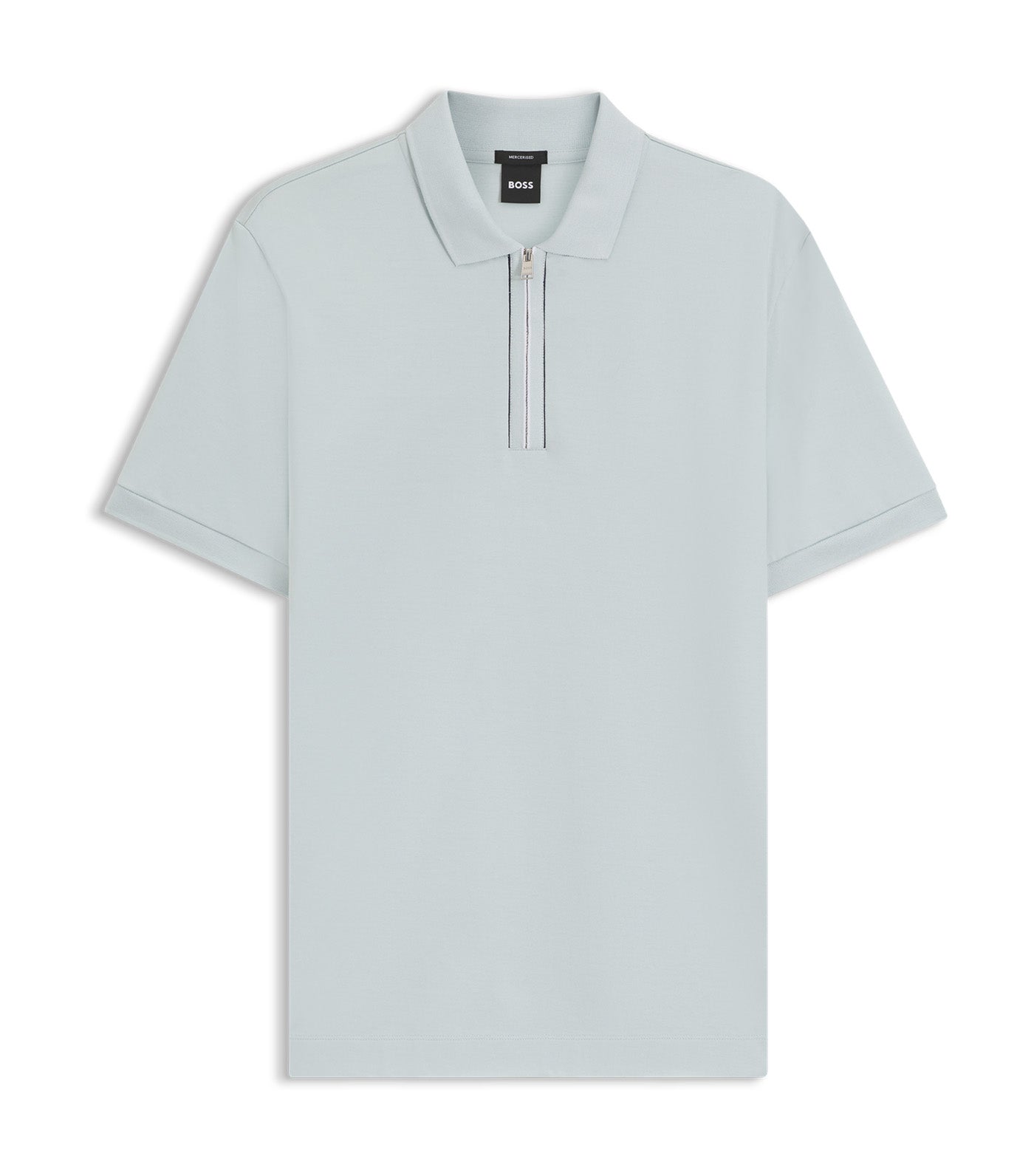 Mercerized-Cotton Polo Shirt with Zip Placket Blue