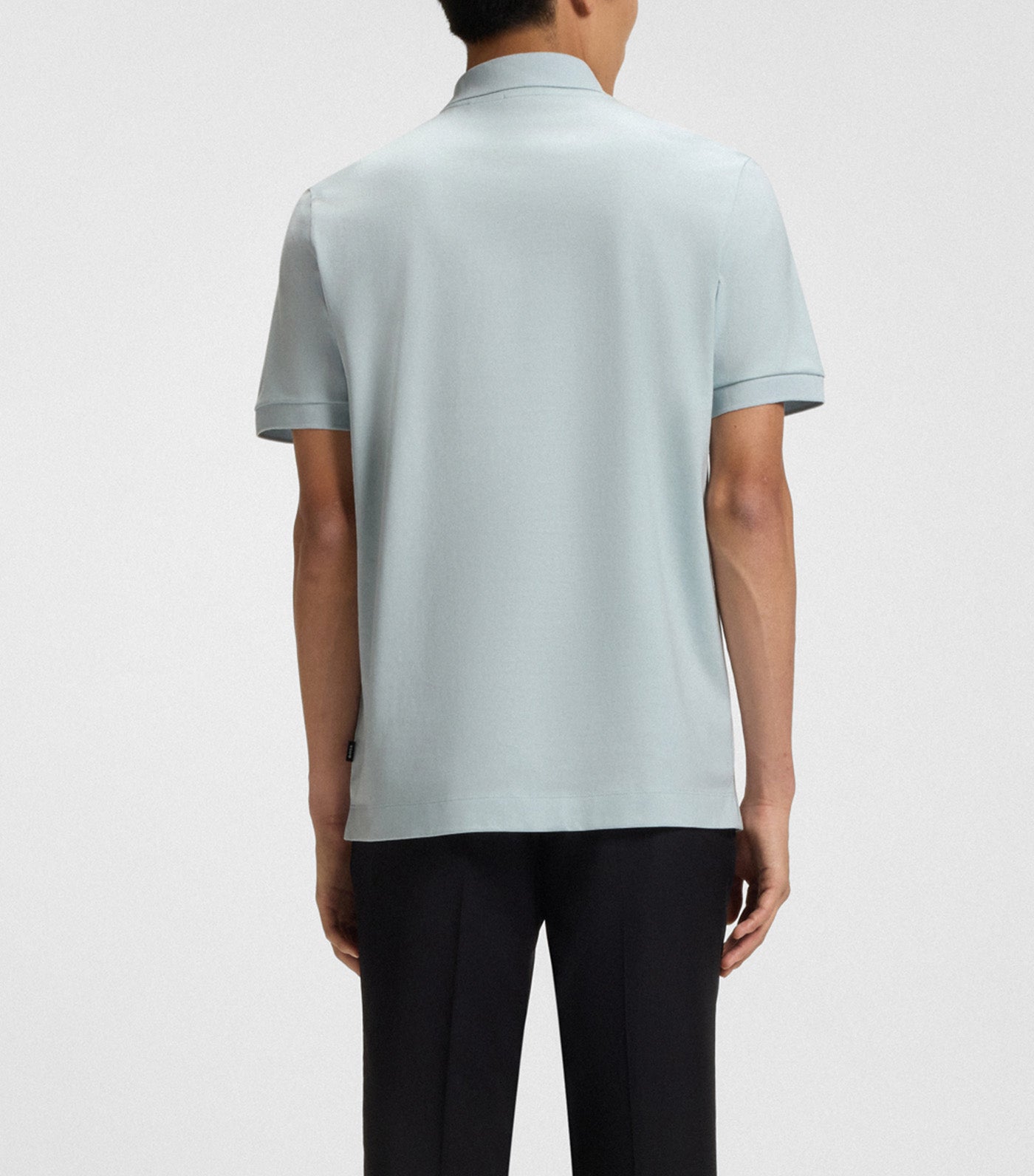 Mercerized-Cotton Polo Shirt with Zip Placket Blue