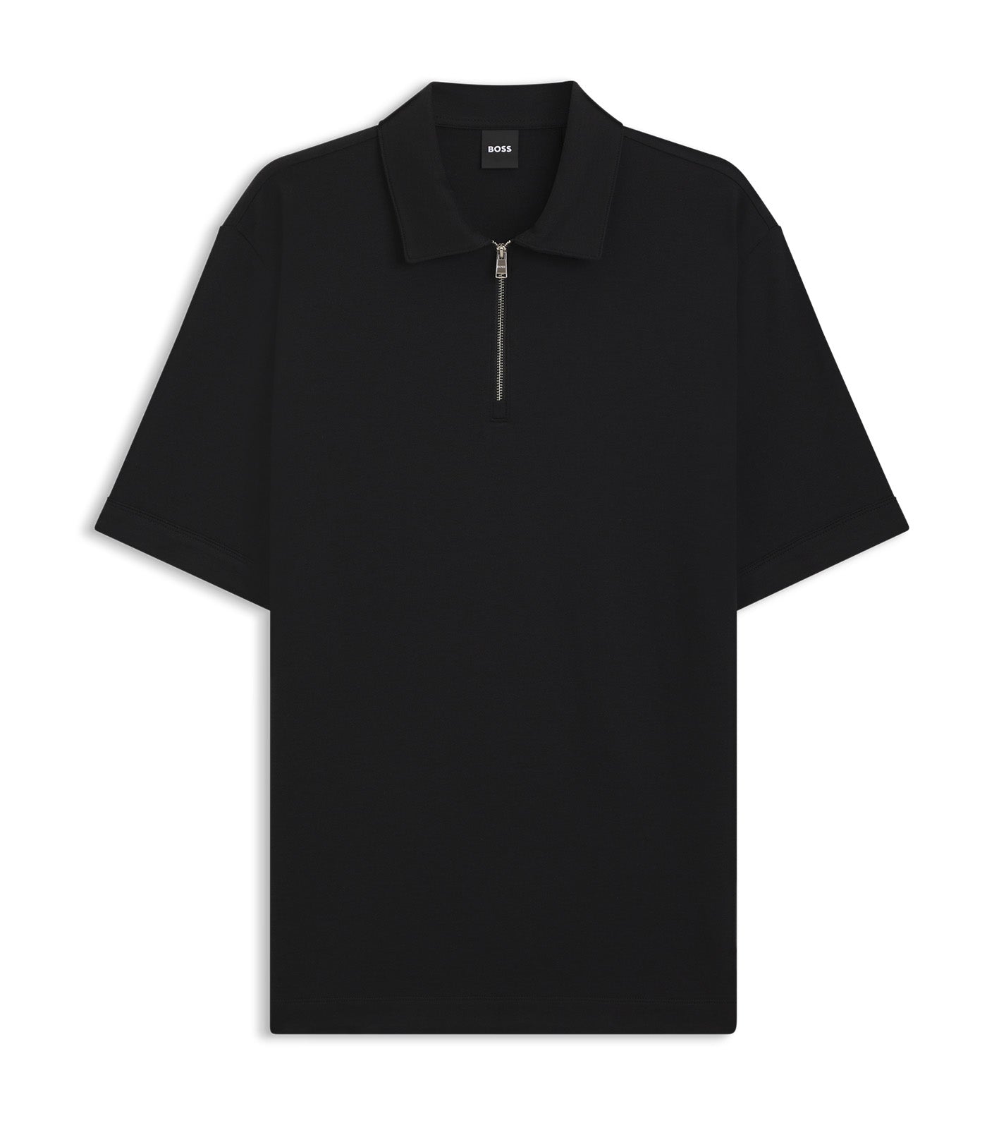 Zip-Neck Polo Shirt with Piqué Weave