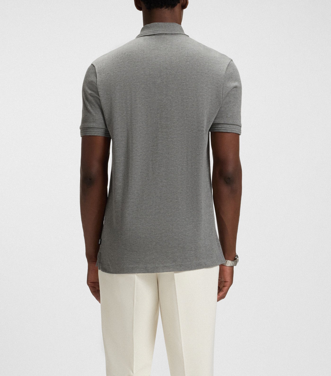 Cotton Polo Shirt with Herringbone Structure