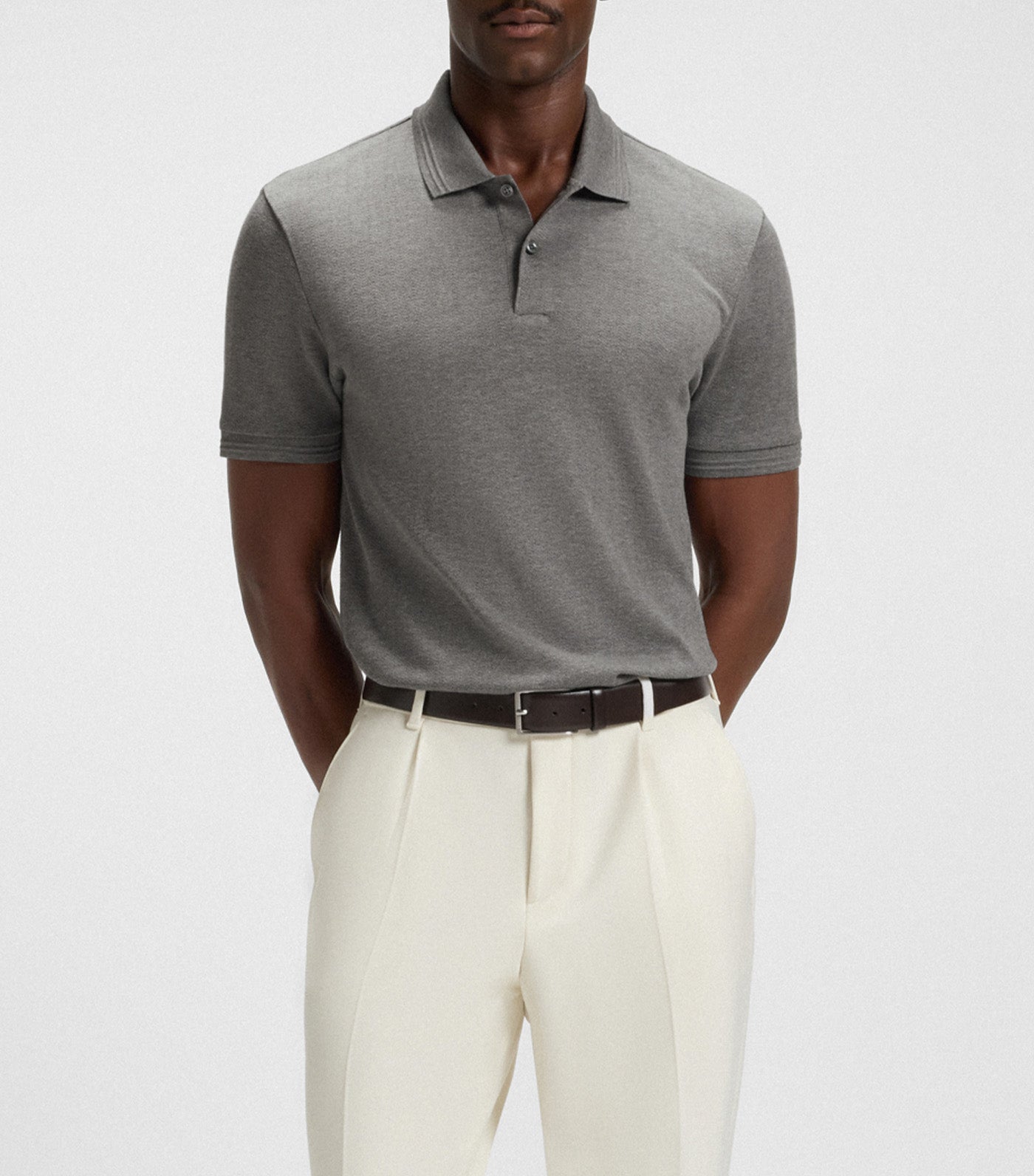 Cotton Polo Shirt with Herringbone Structure