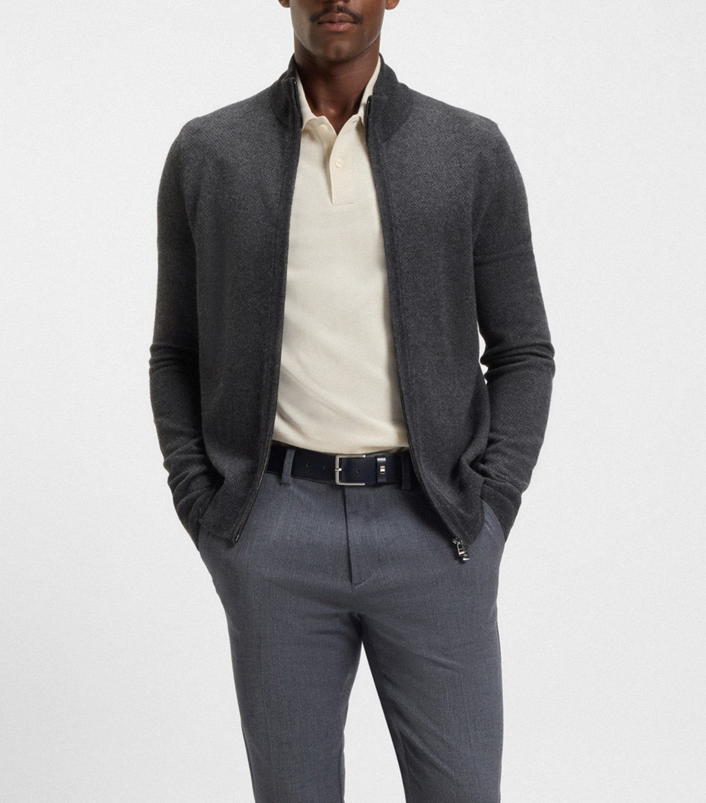 Cotton Polo Shirt with Herringbone Structure