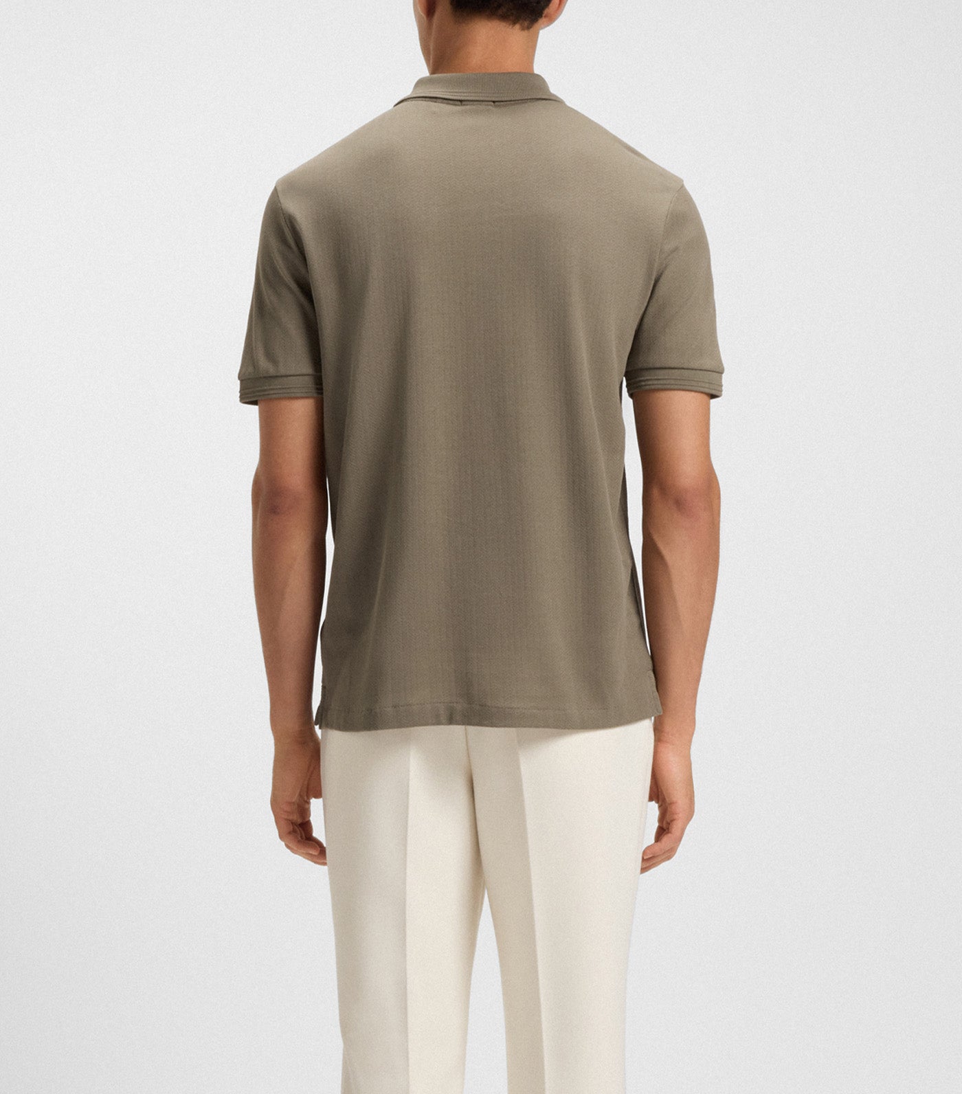 Cotton Polo Shirt with Herringbone Structure