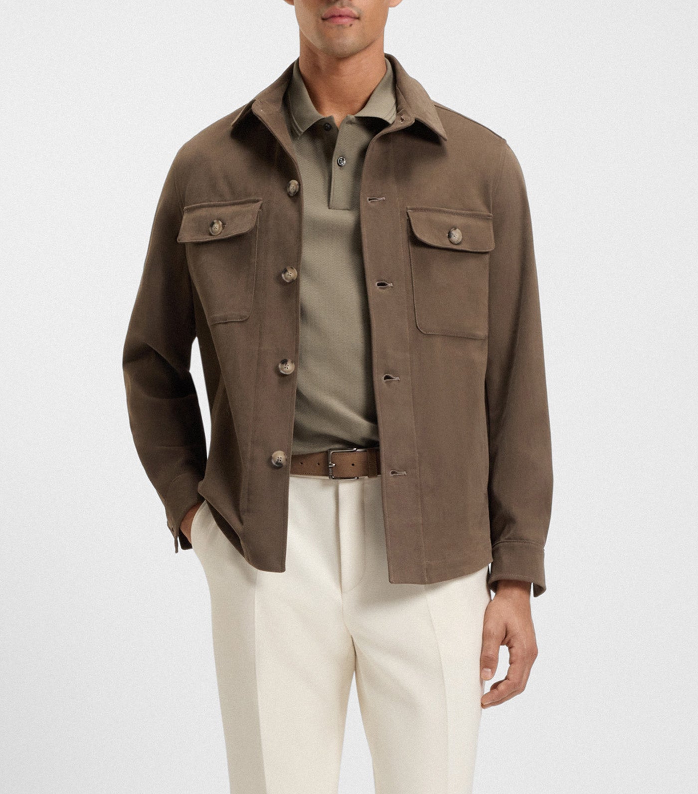 Cotton Polo Shirt with Herringbone Structure