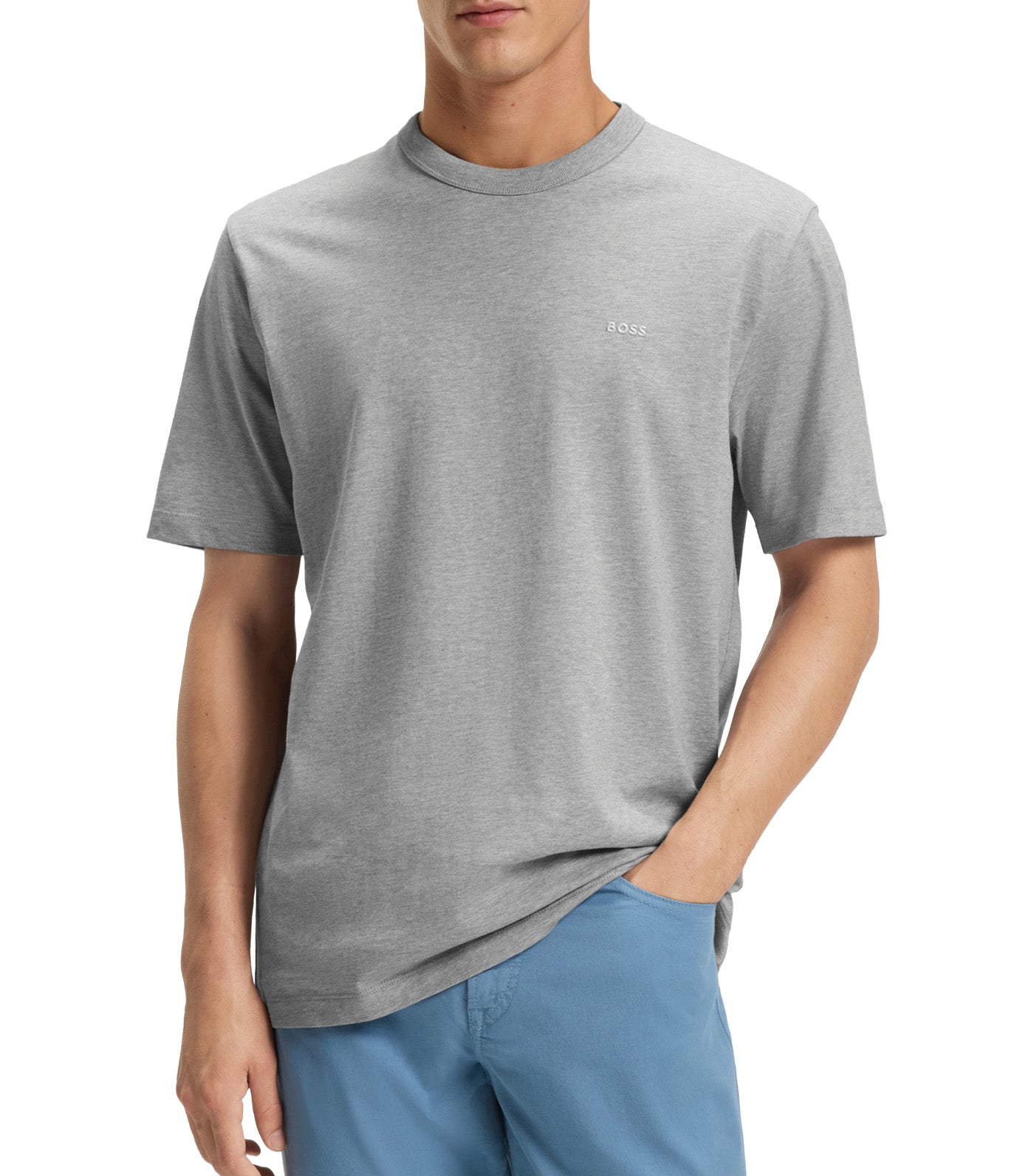 Cotton-Jersey T-Shirt with Tonal Logo Silver
