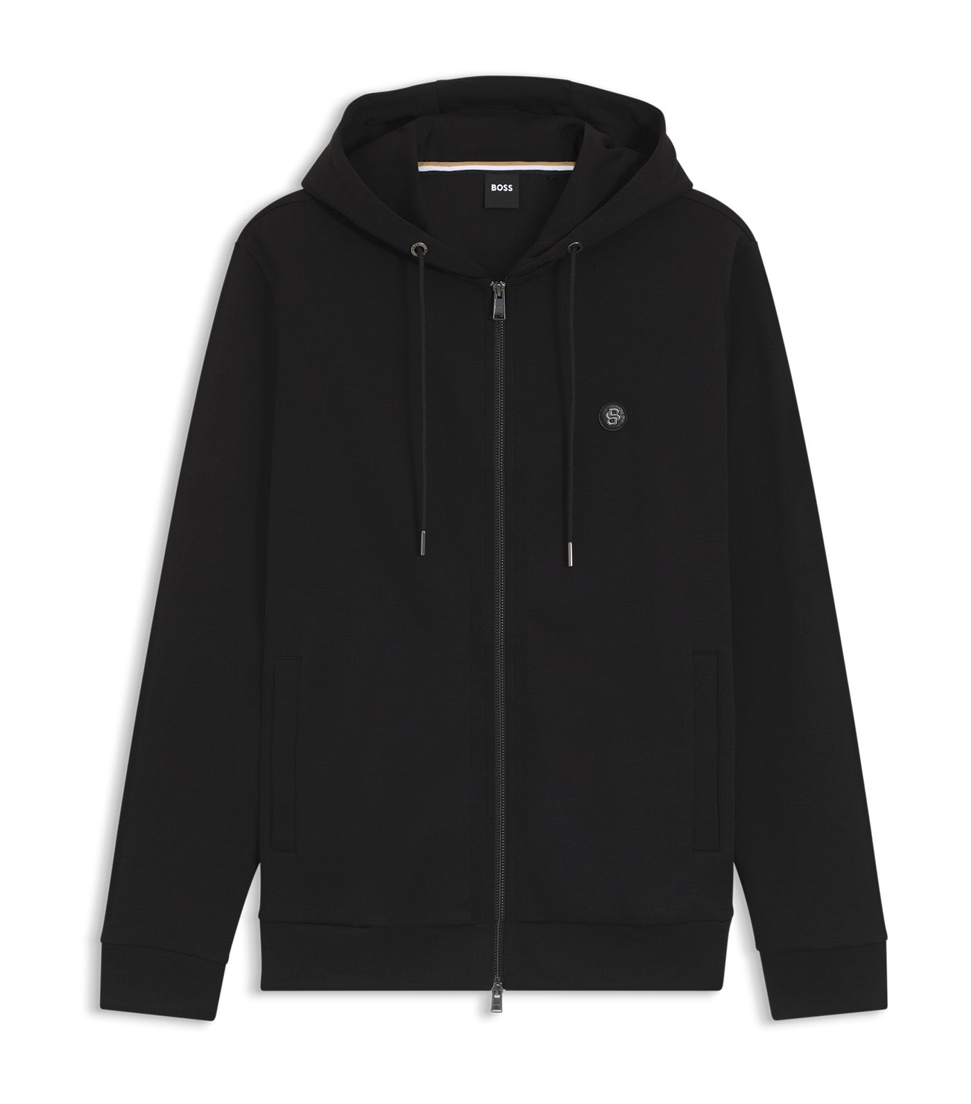 Cotton-Blend Zip-Up Hoodie with Double B Monogram Black