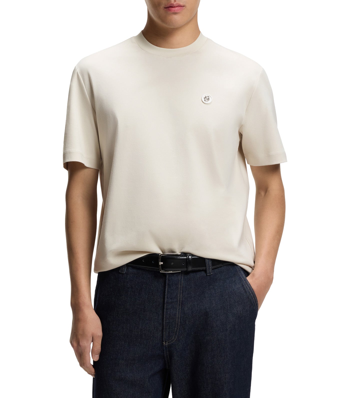 Mercerised-Cotton T-Shirt With Double B Monogram