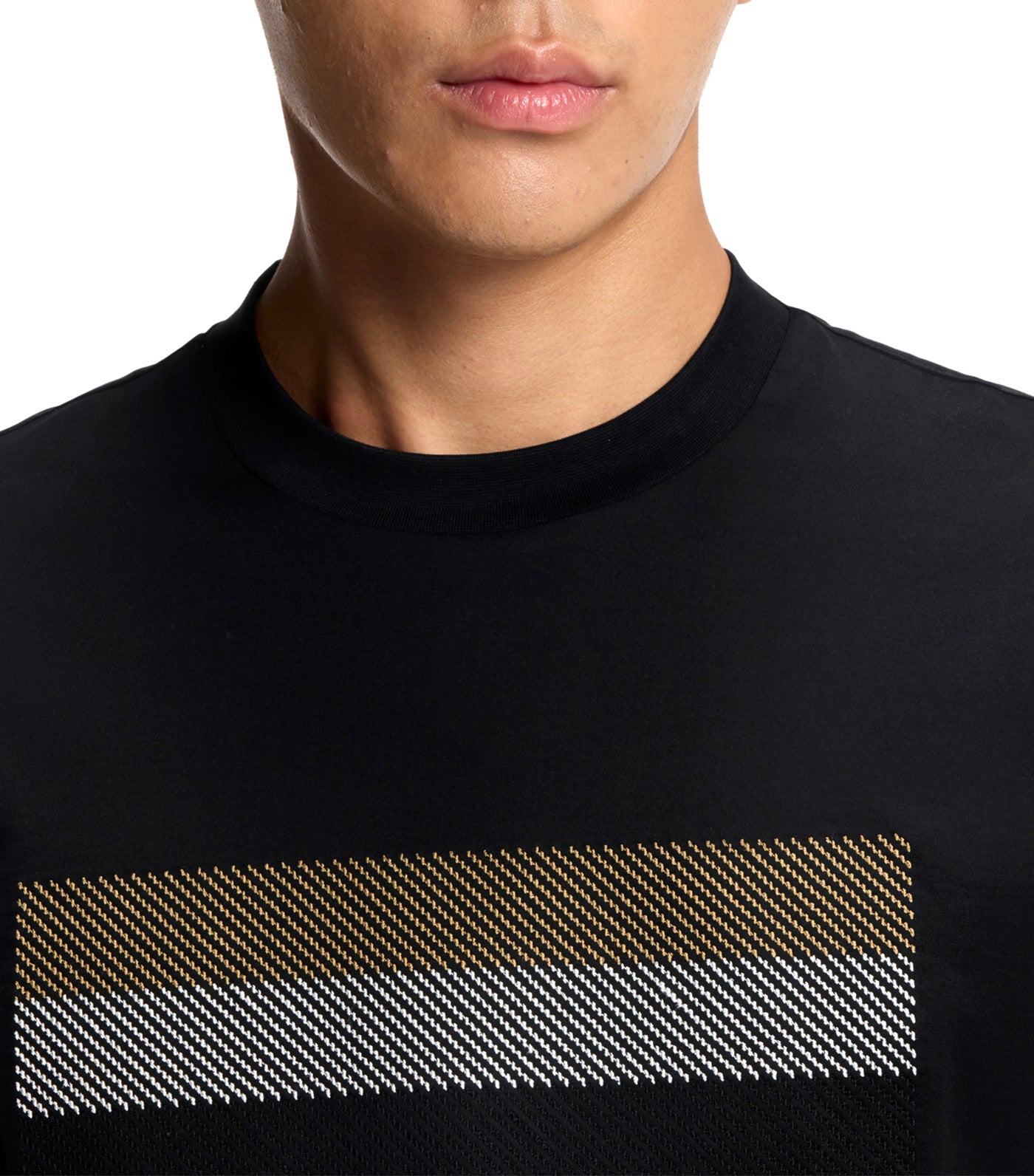 Stripe-Artwork T-Shirt in Cotton Jersey Black