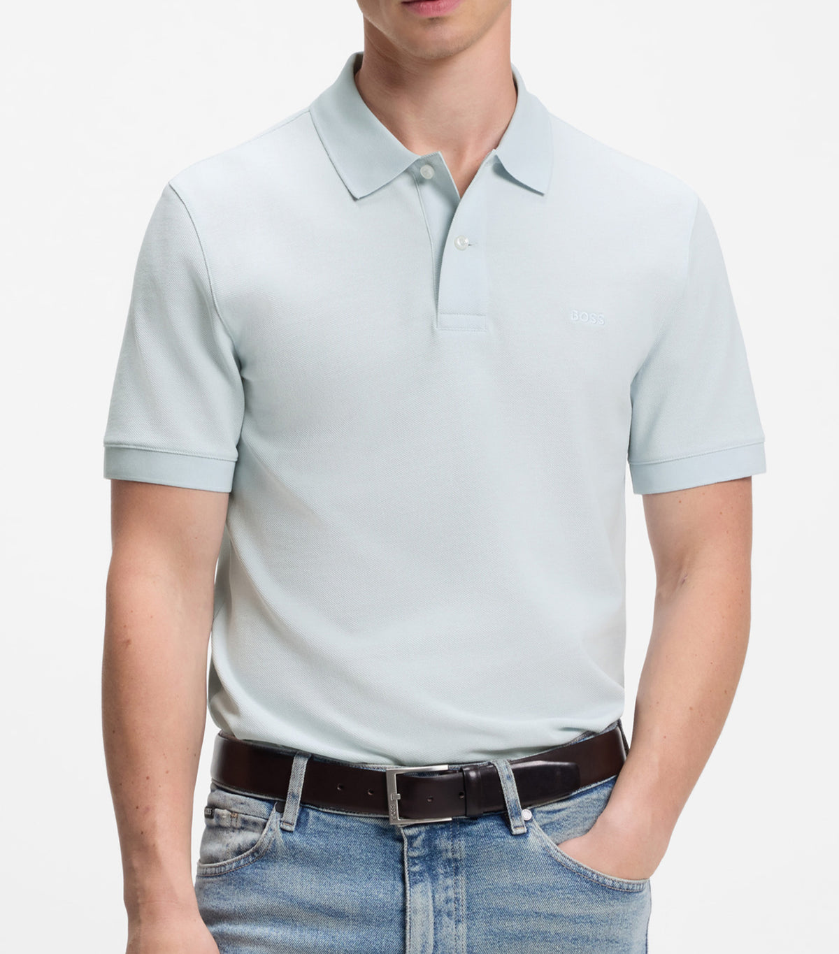 Pallas Polo Shirt in Cotton Piqué with Embroidered Logo Blue