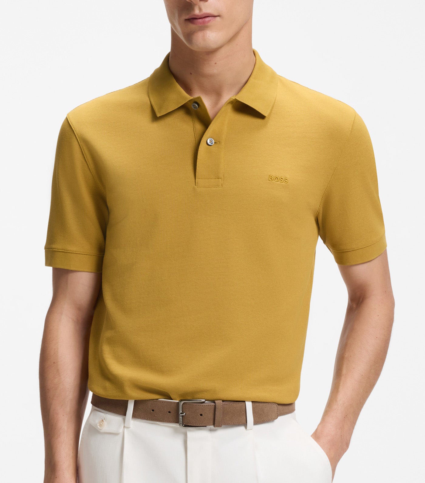 Pallas Polo Shirt in Cotton Piqué with Embroidered Logo Gold