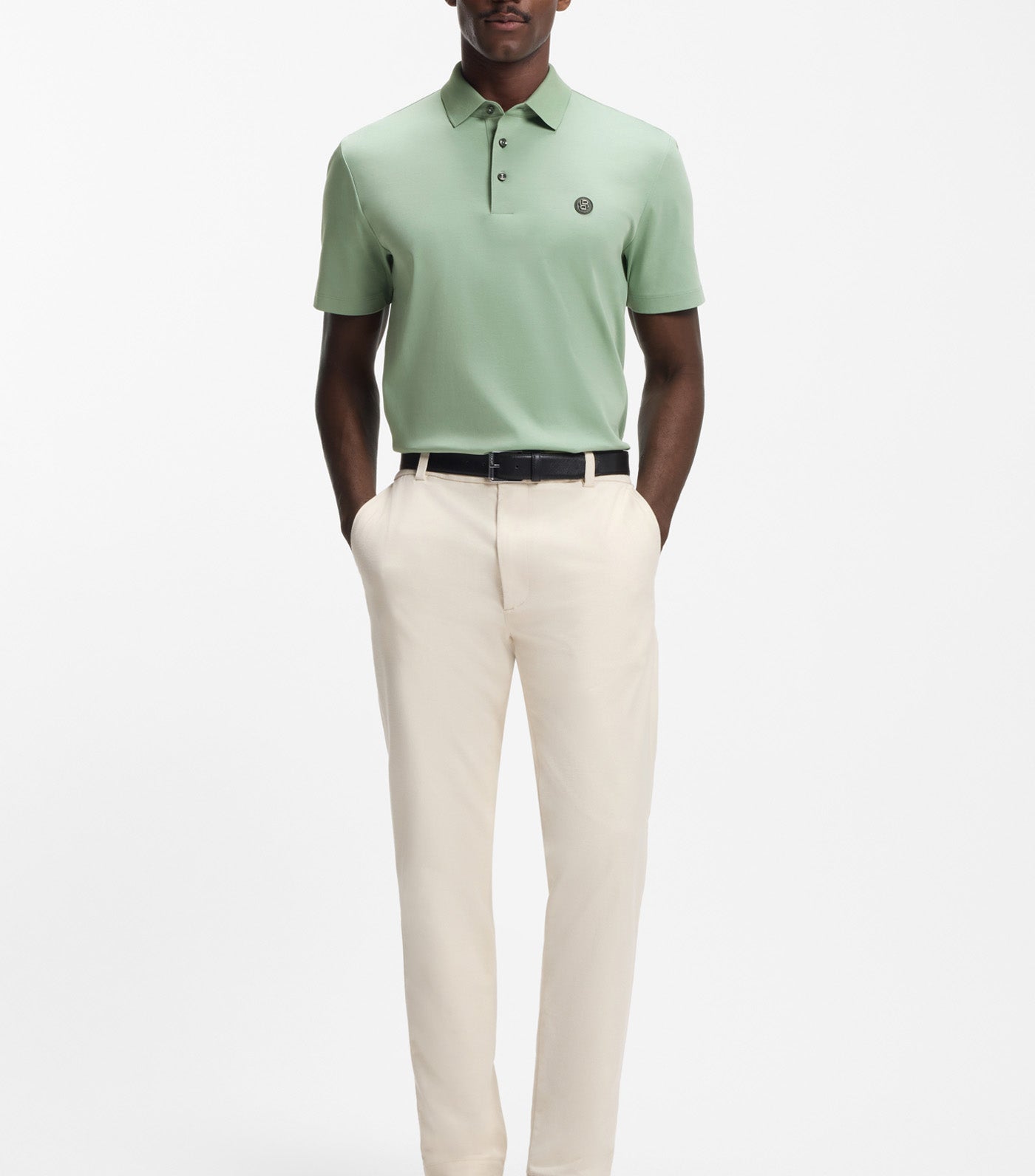Mercerised-Cotton Polo Shirt With Double B Monogram Green