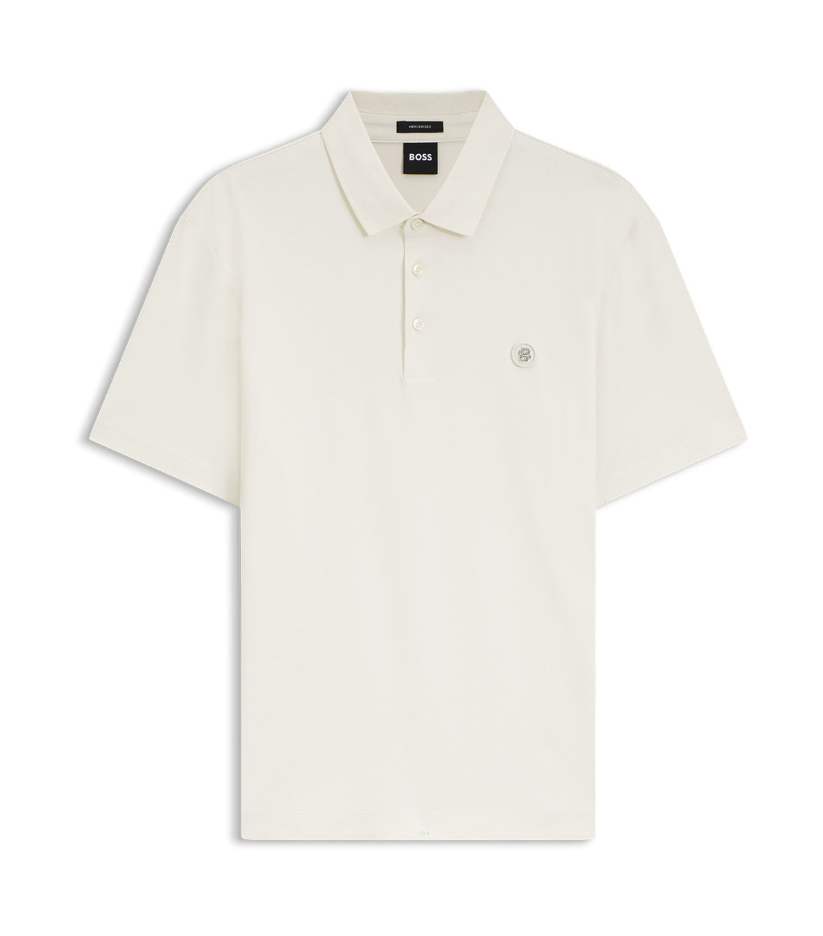 Mercerised-Cotton Polo Shirt with Double B Monogram White