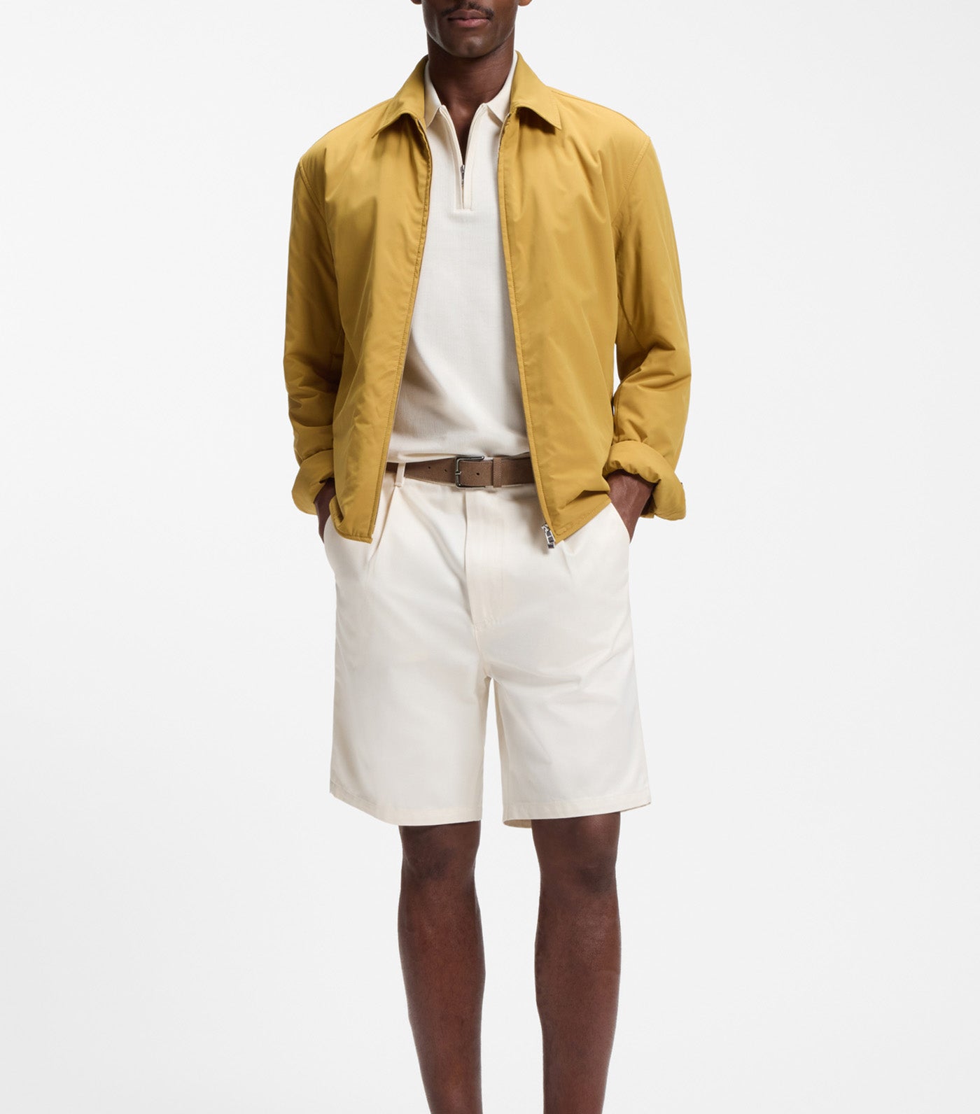 Regular-Fit Polo with Zip Closure Off White