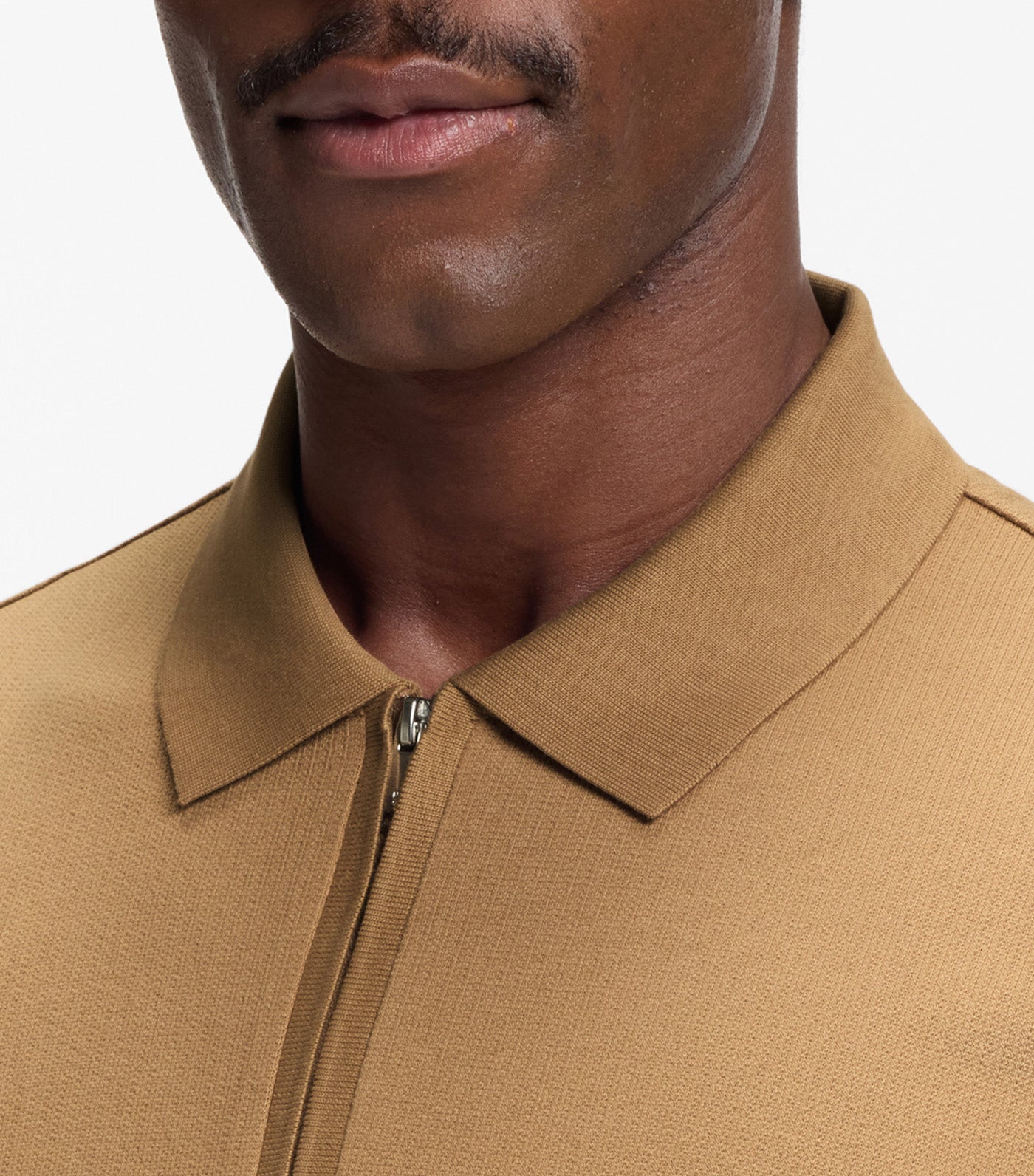 Regular-Fit Polo with Zip Closure Beige