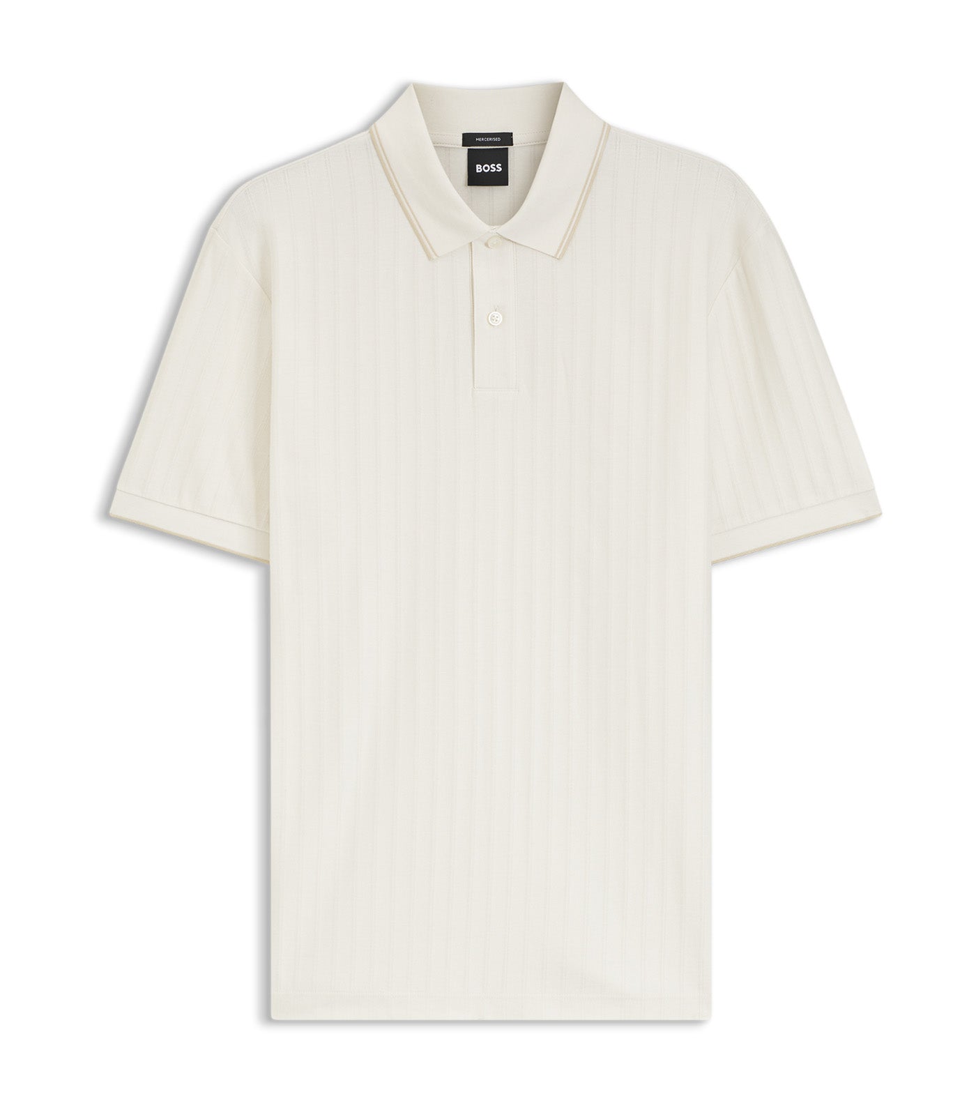 Striped-Cotton Polo Shirt with Tipping White