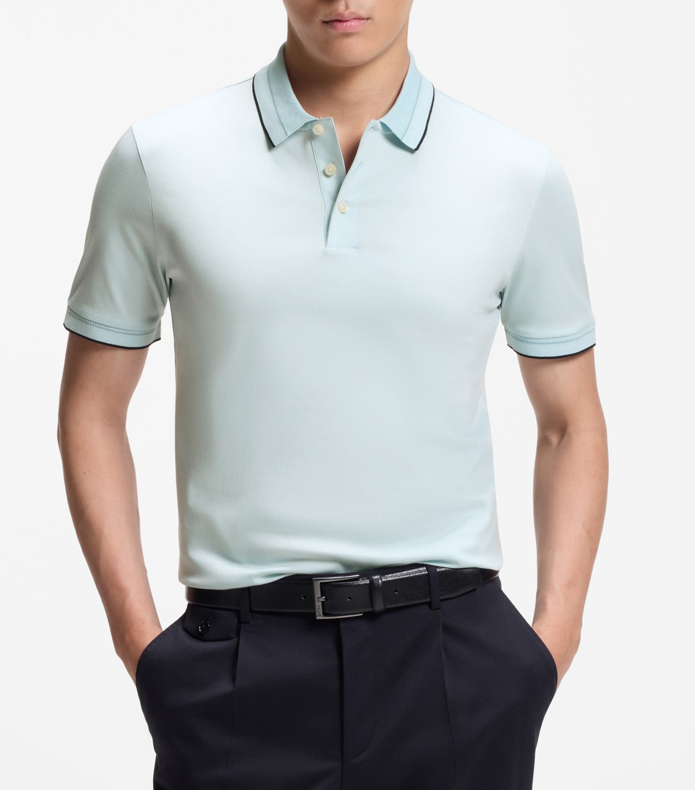 Slim-Fit Polo Shirt In Mercerised Cotton Blue