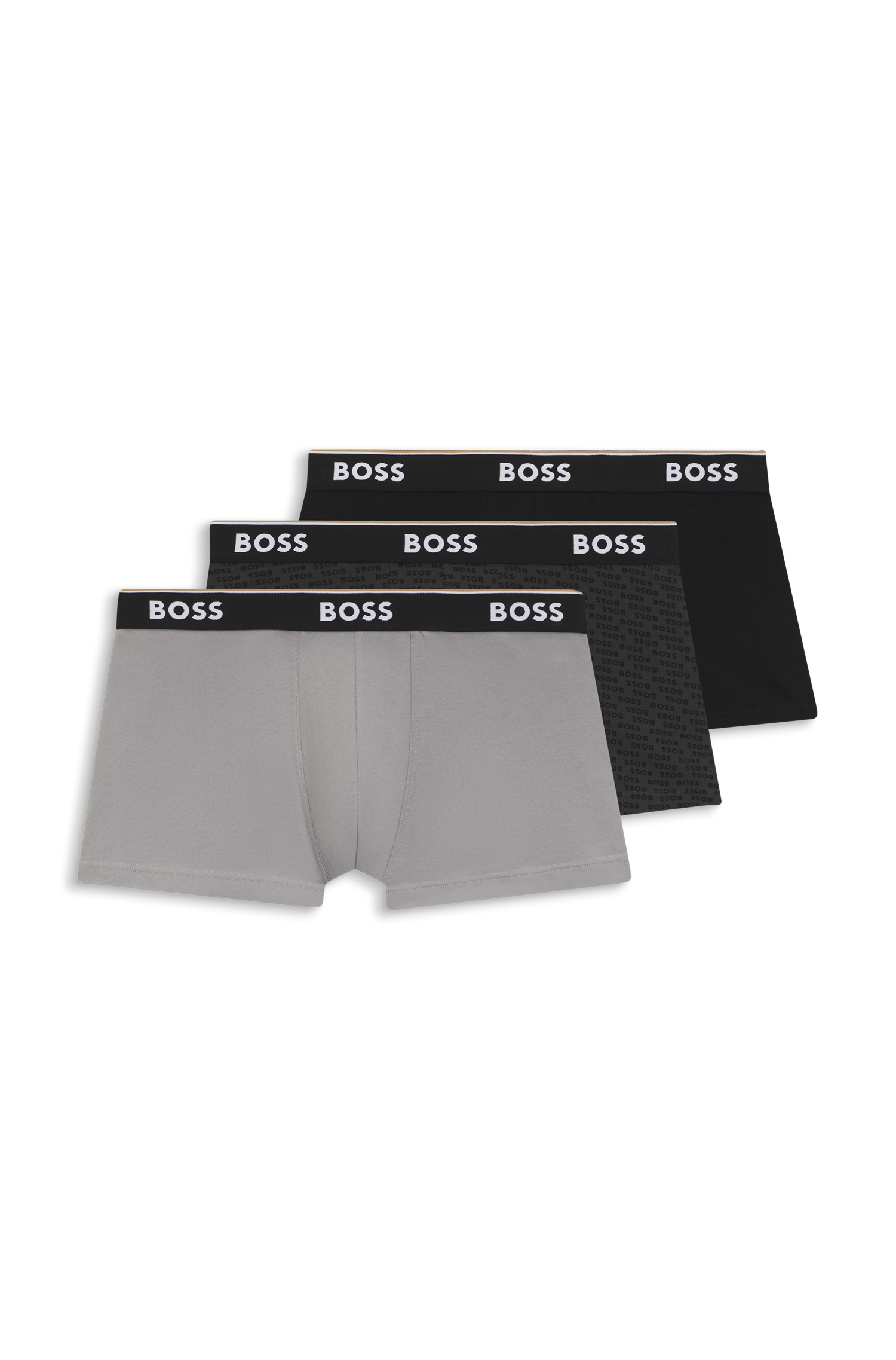Three-pack Of Trunks With Logo Waistbands Gray