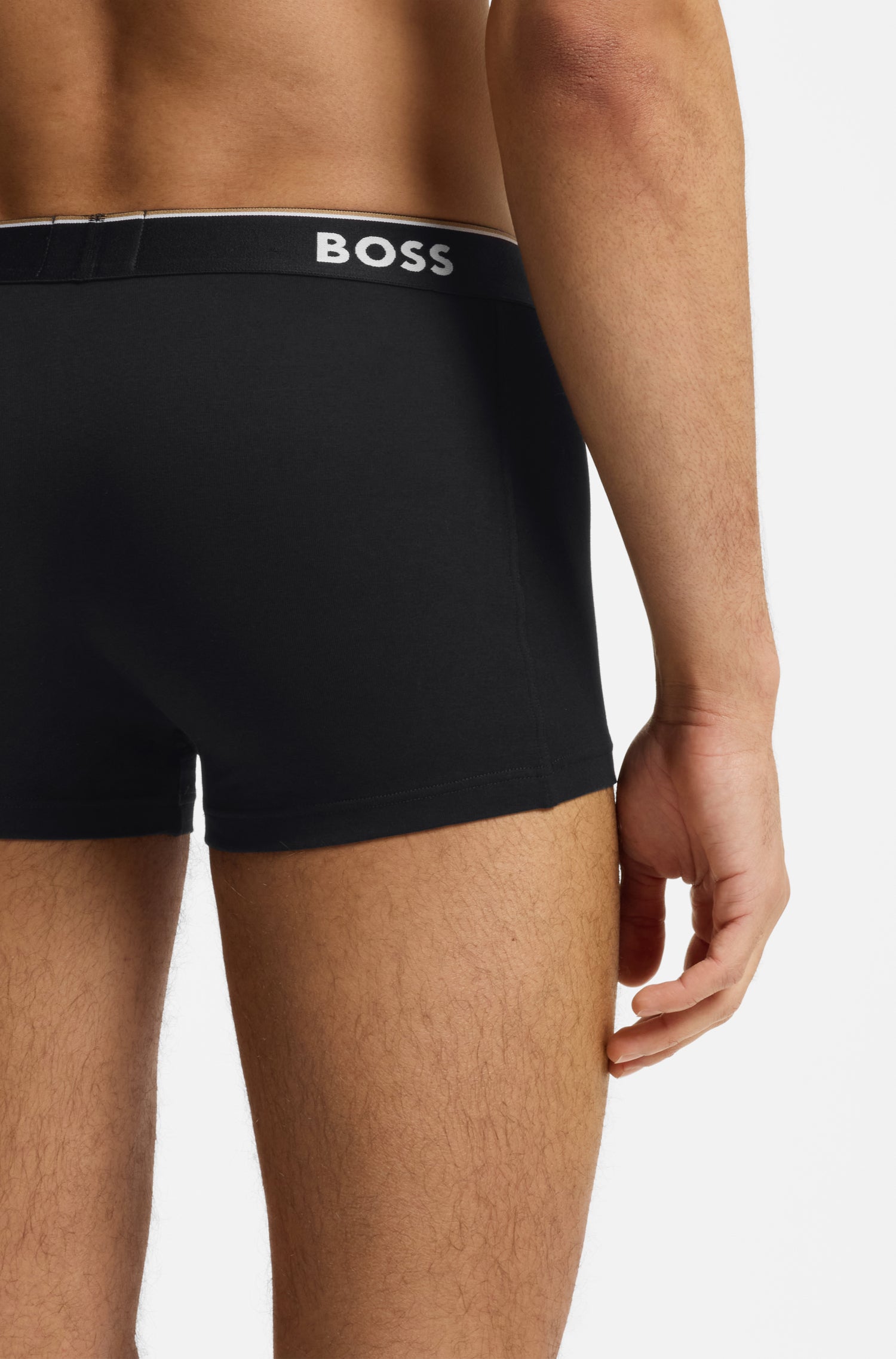 Three-pack Of Trunks With Logo Waistbands Gray