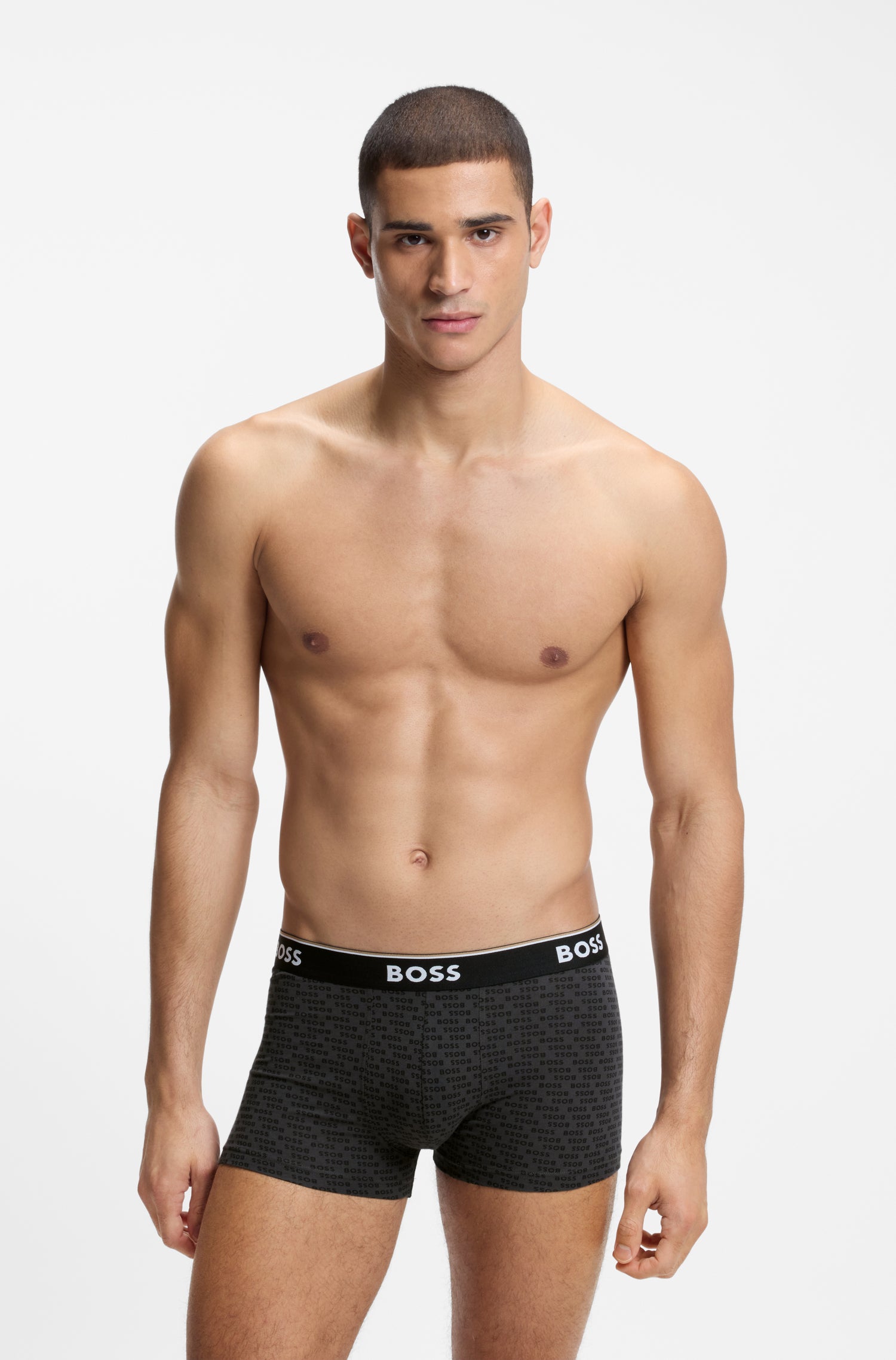 Three-pack Of Trunks With Logo Waistbands Gray