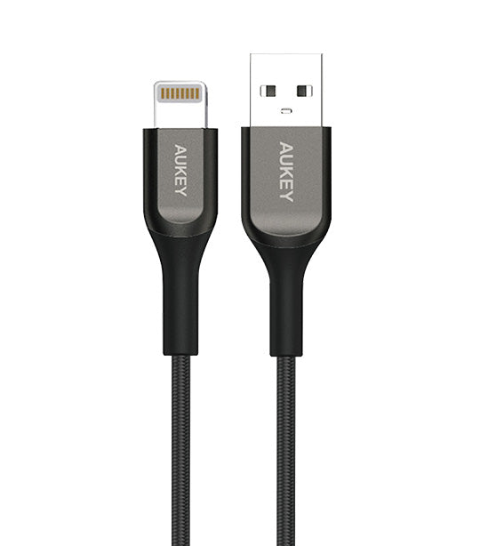AUKEY CB-AKL1 Impulse Titan AL 1.2 Meter Kevlar Core USB-A to Lightning Cable for iPhone 11 Pro and 11 Black