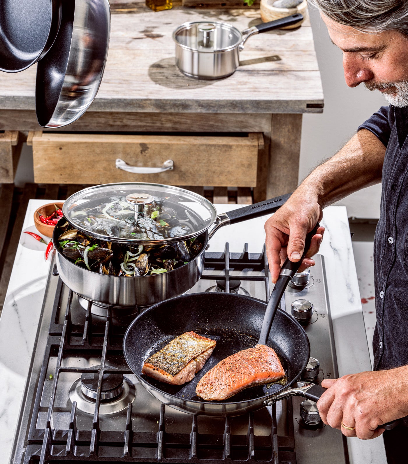 Classic Stainless Steel Open Fry Pan