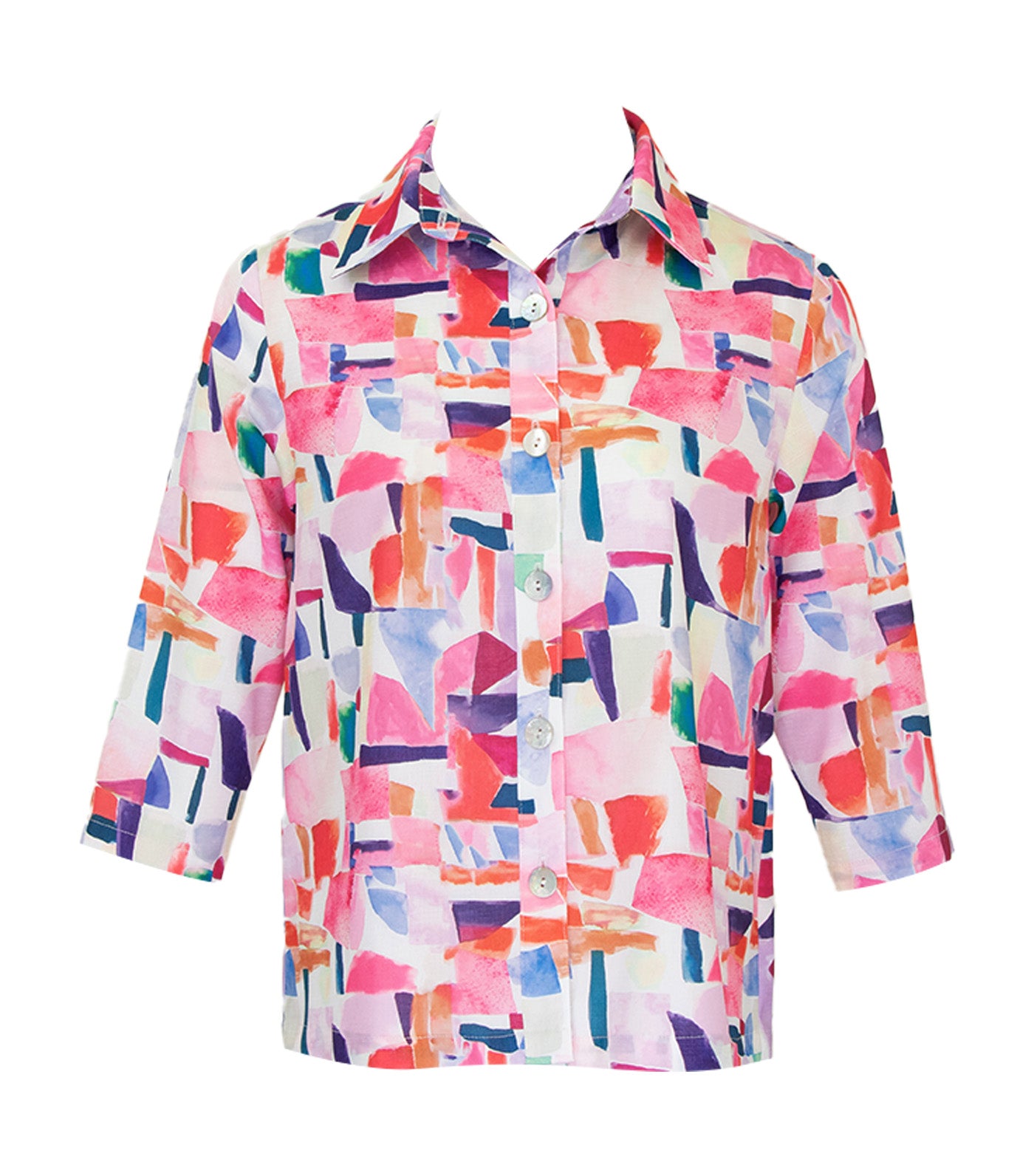Criselda Bob Buttondown Blouse Geometric Prints 2