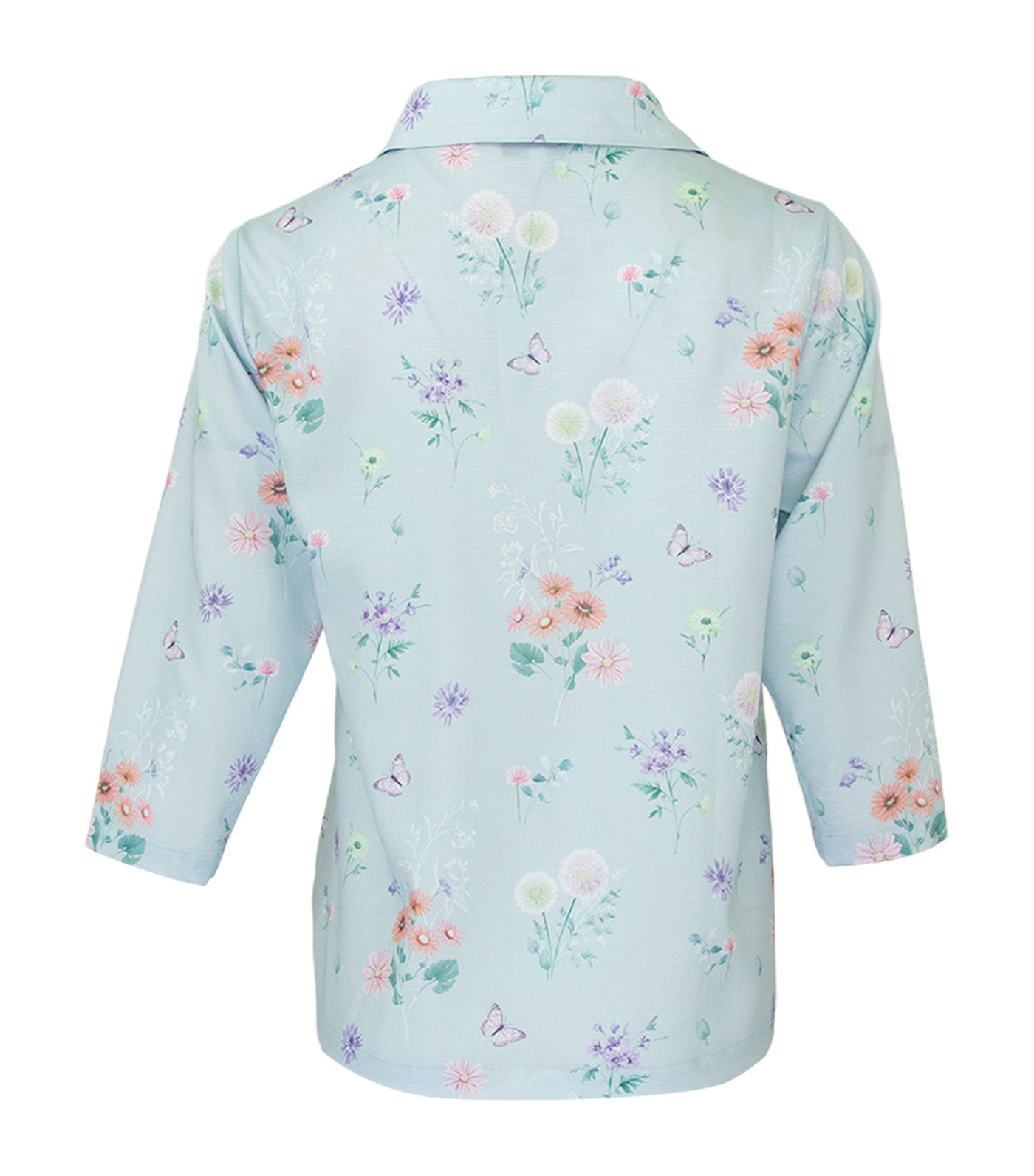 Criselda Bob Buttondown Blouse Blue Printed Floral