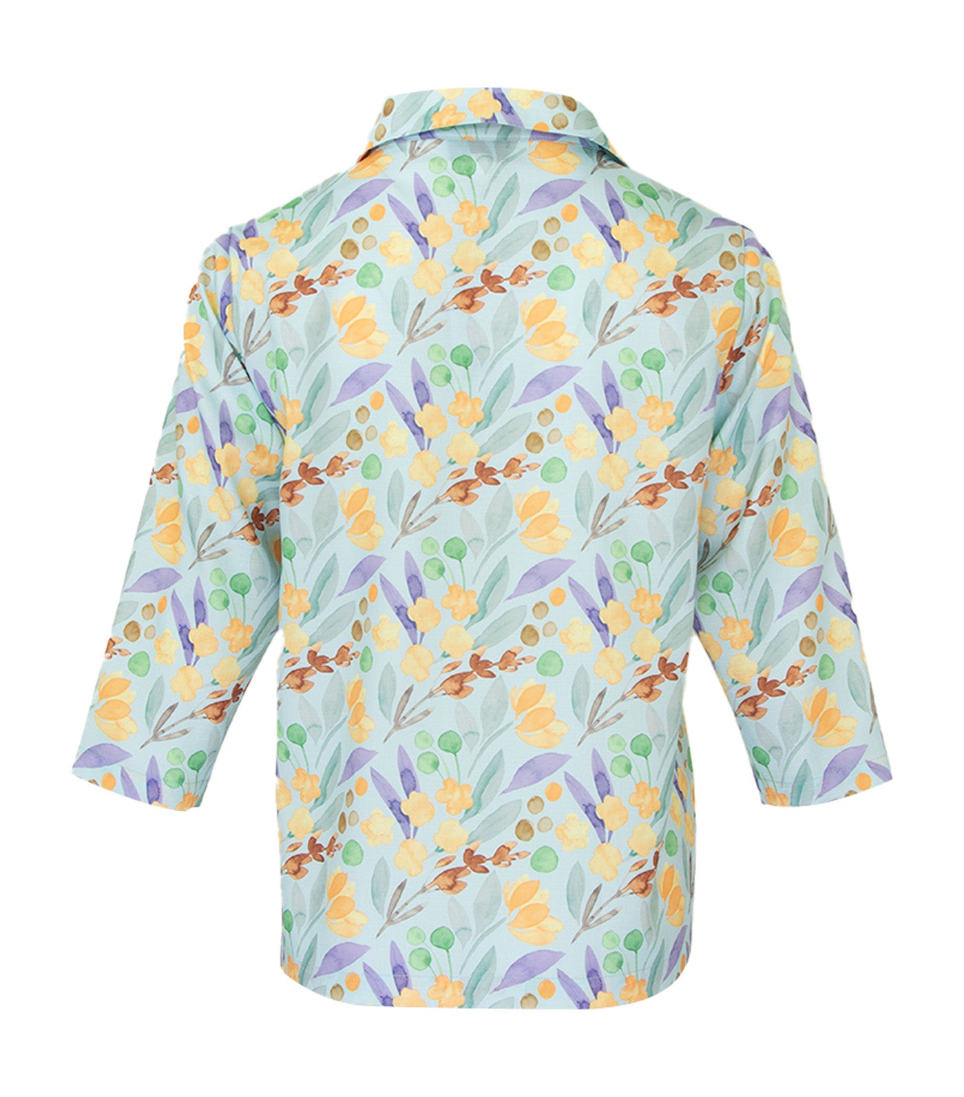 Criselda Bob Buttondown Blouse Blue Printed Floral 2