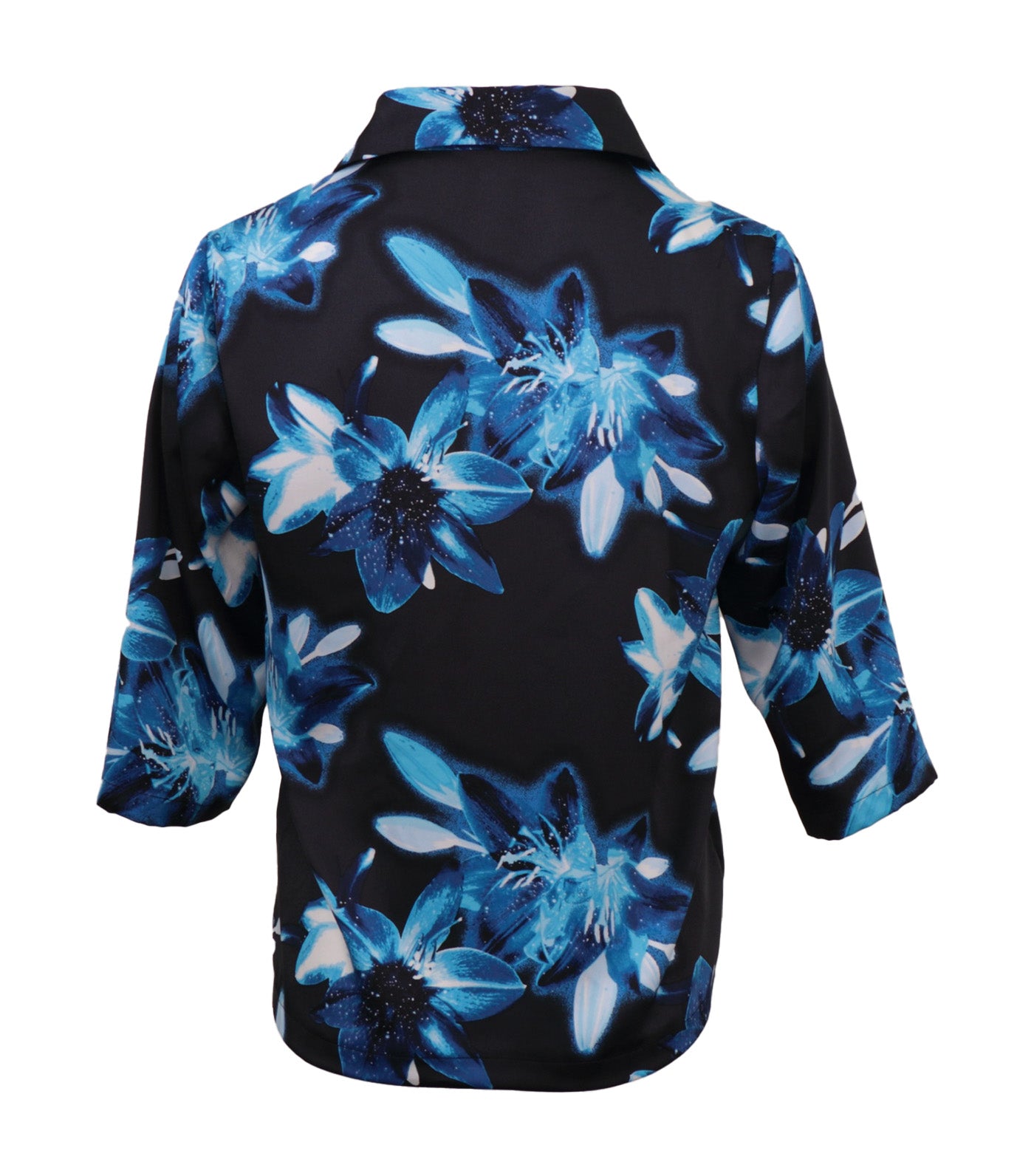 Bob Collared Blouse Blue And Black