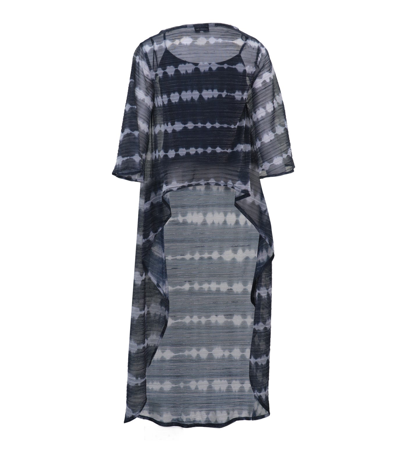 Criselda Celine High-Low Blouse Dark Blue and White