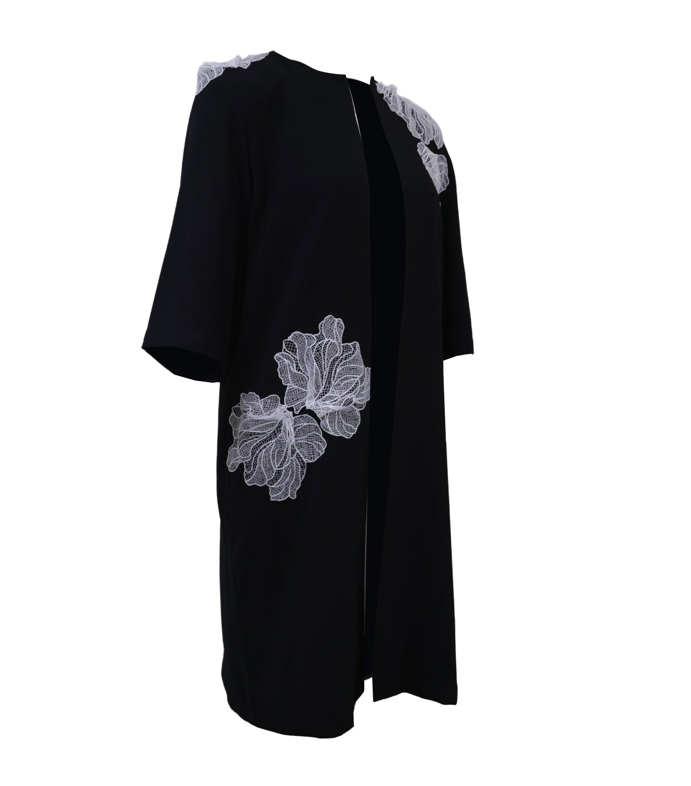 Criselda Emjill Dustcoat with Applique Black