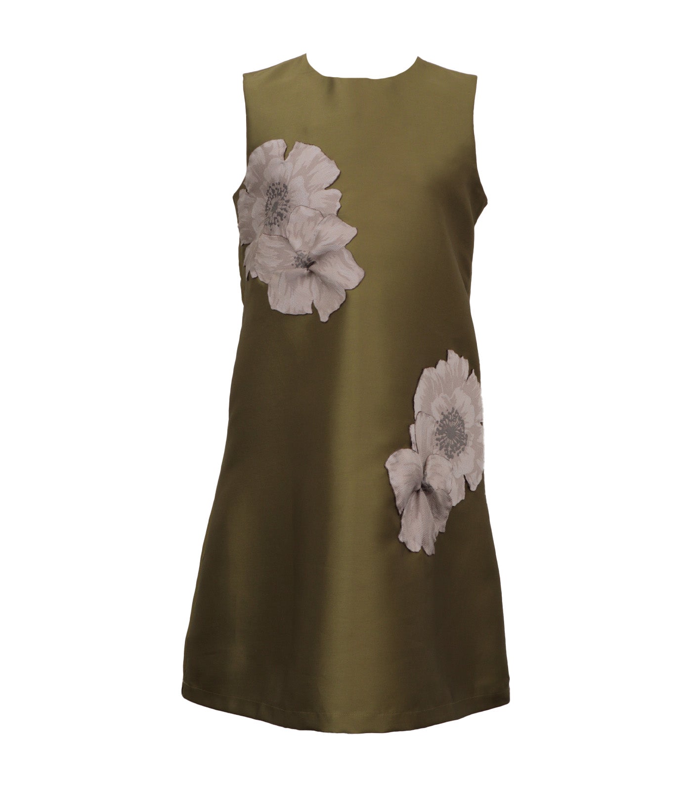 Criselda Emmad Sleeveless Dress with Floral Applique Green