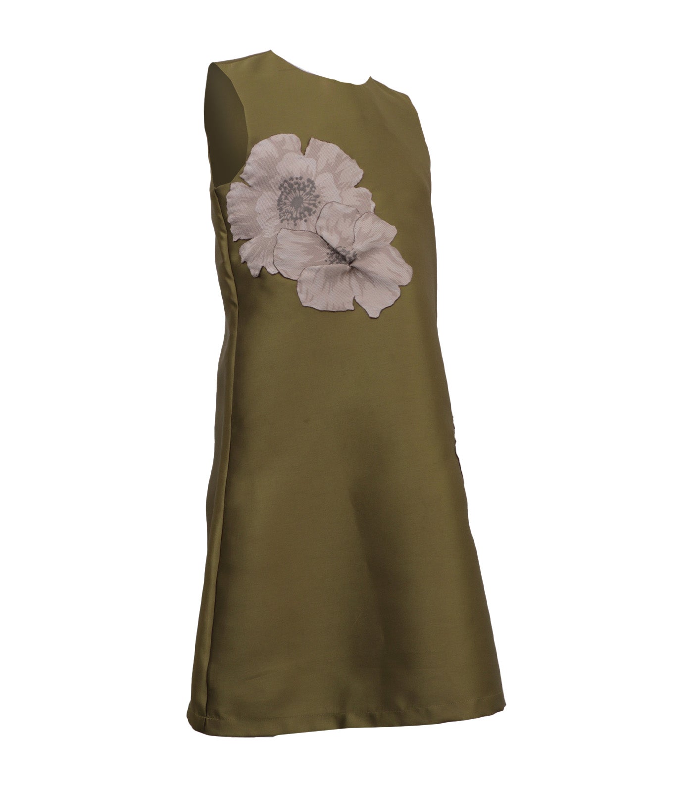 Criselda Emmad Sleeveless Dress with Floral Applique Green