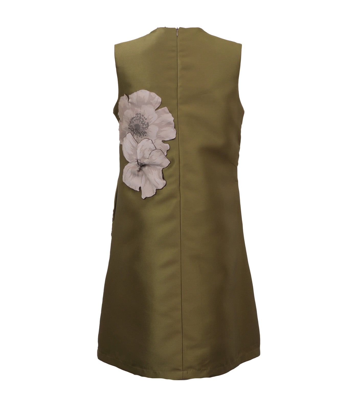 Criselda Emmad Sleeveless Dress with Floral Applique Green