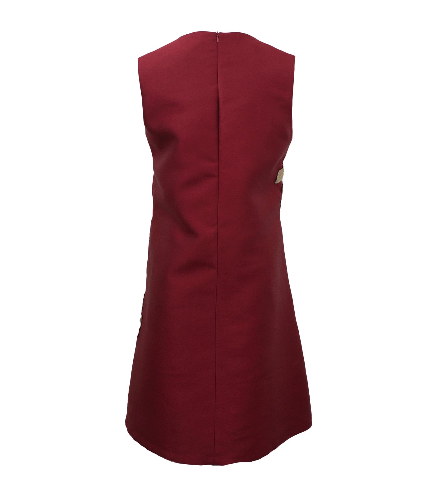 Criselda Emmad Sleeveless Dress with Floral Applique Maroon